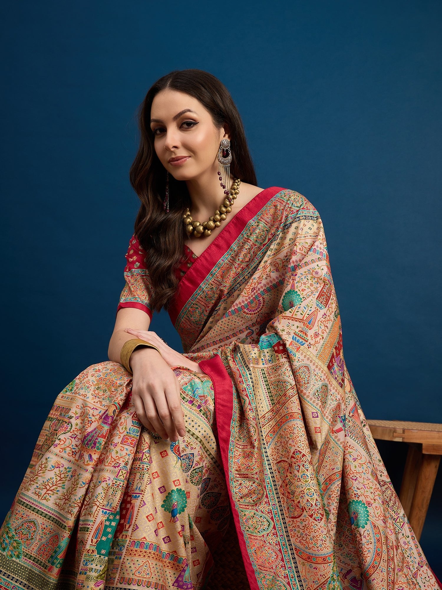 Silk Woven With Foil Print Saree - Ressa