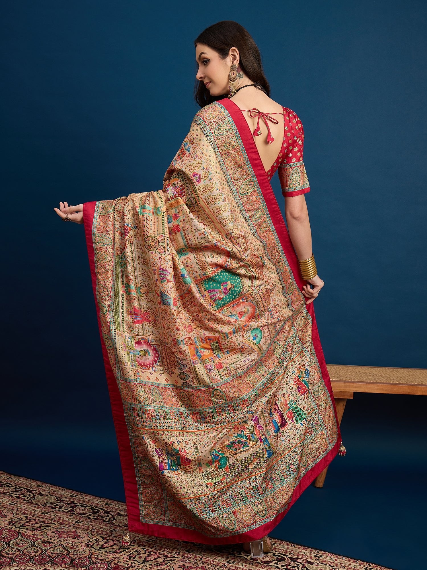 Silk Woven With Foil Print Saree - Ressa