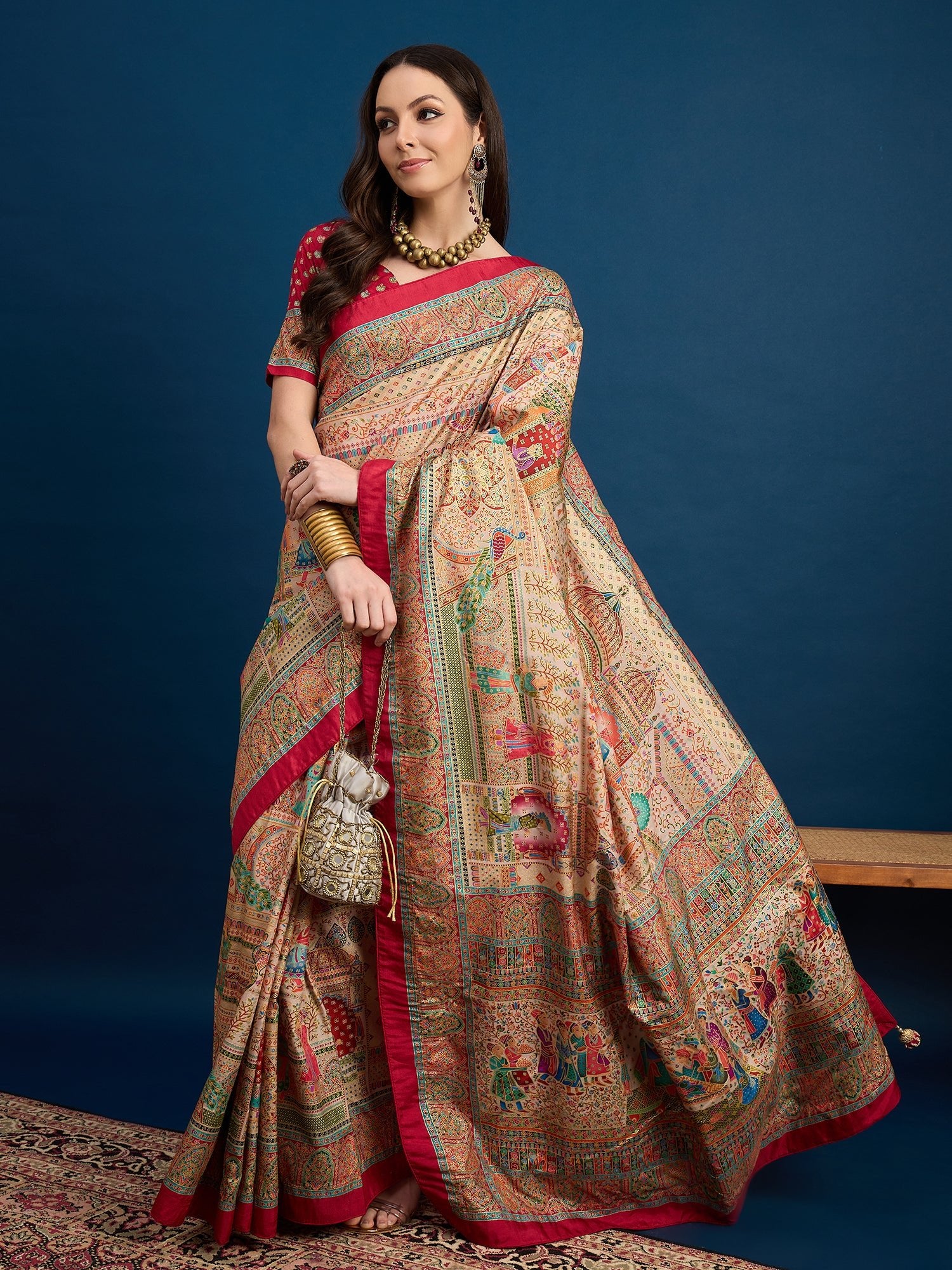 Silk Woven With Foil Print Saree - Ressa