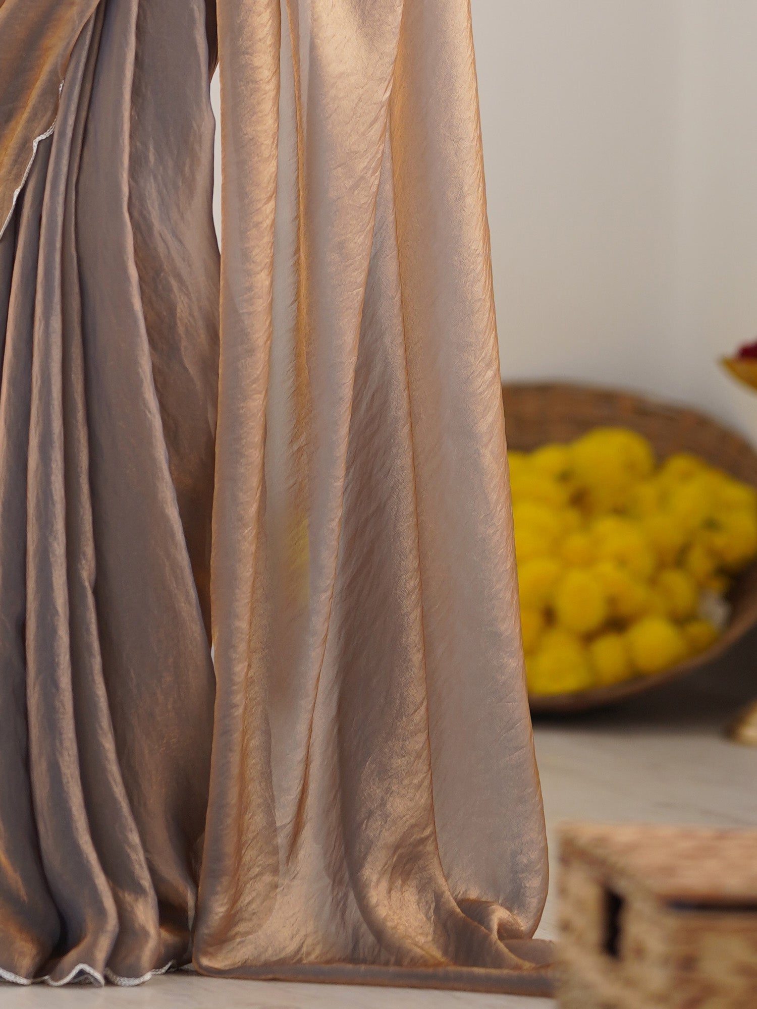 Silver and Gold Metallic Tissue Georgette saree - Ressa