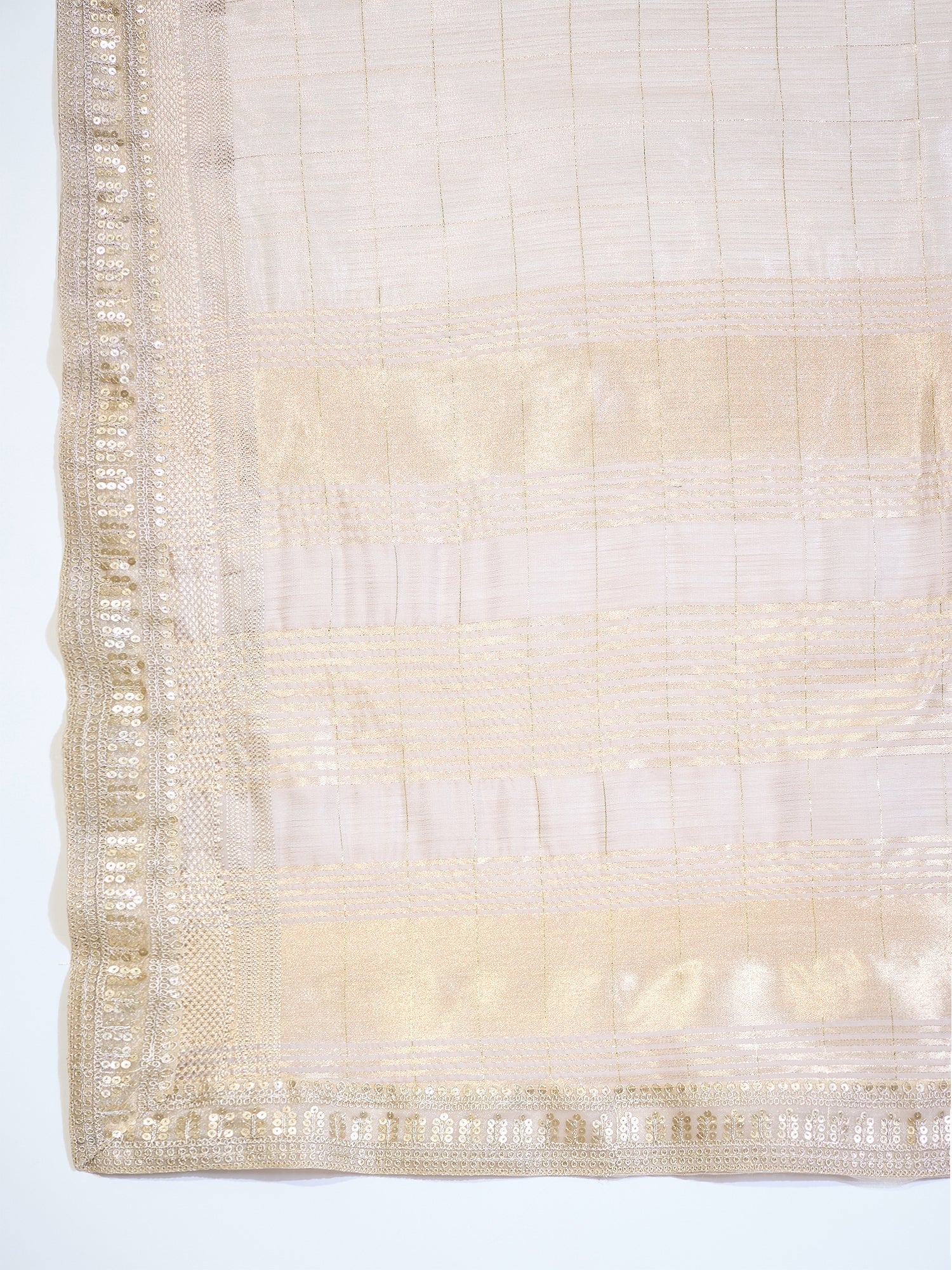 Silver Grey Tissue Silk Saree with Zari Stripes - Ressa