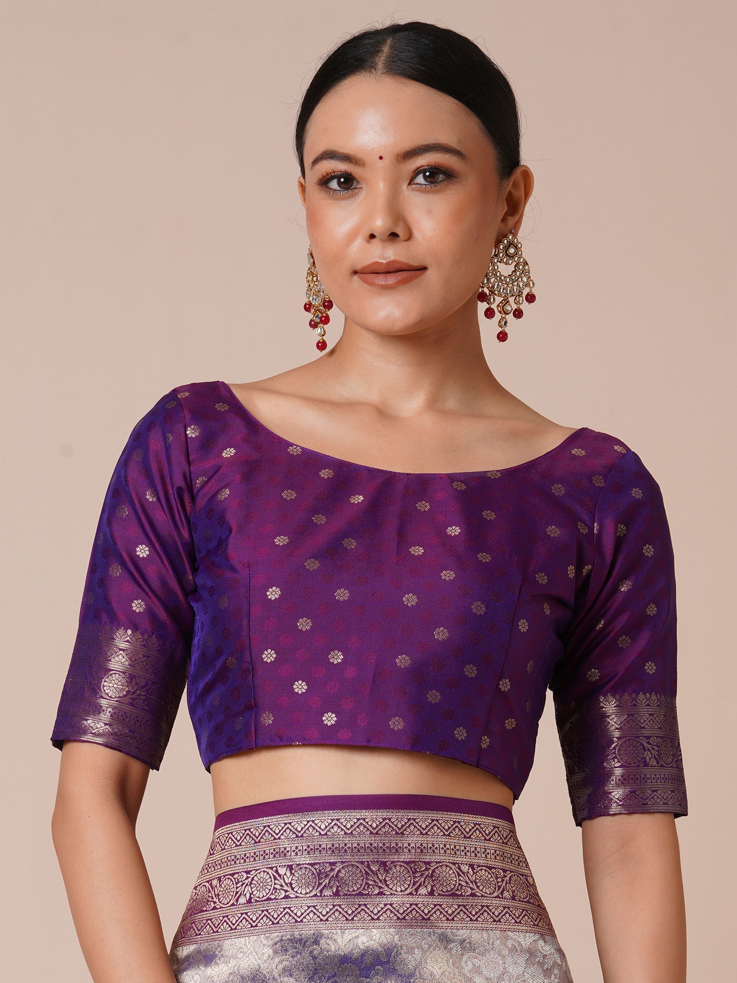 Silver & Purple Kanjeevaram Silk Saree - Ressa
