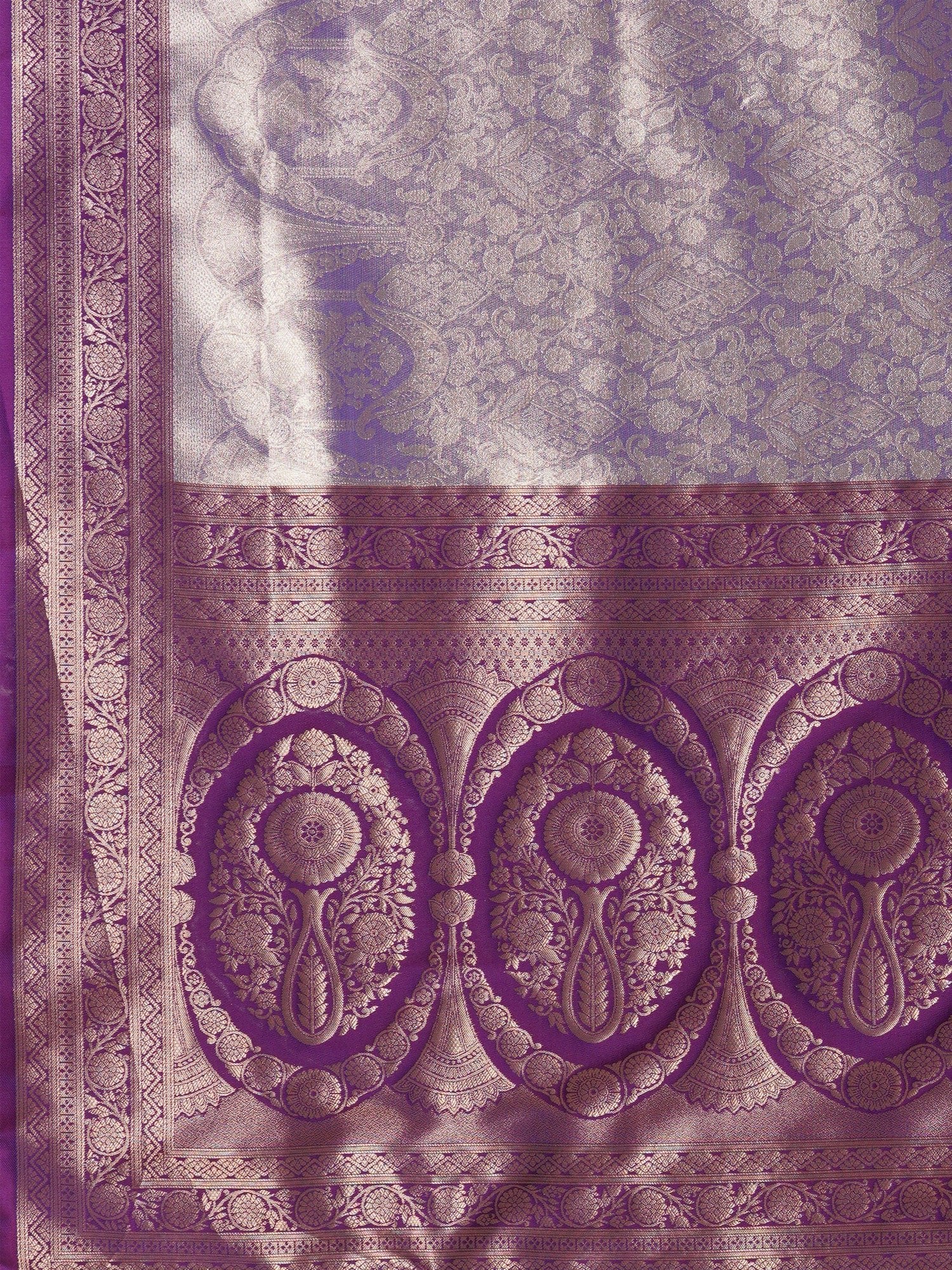 Silver & Purple Kanjeevaram Silk Saree - Ressa