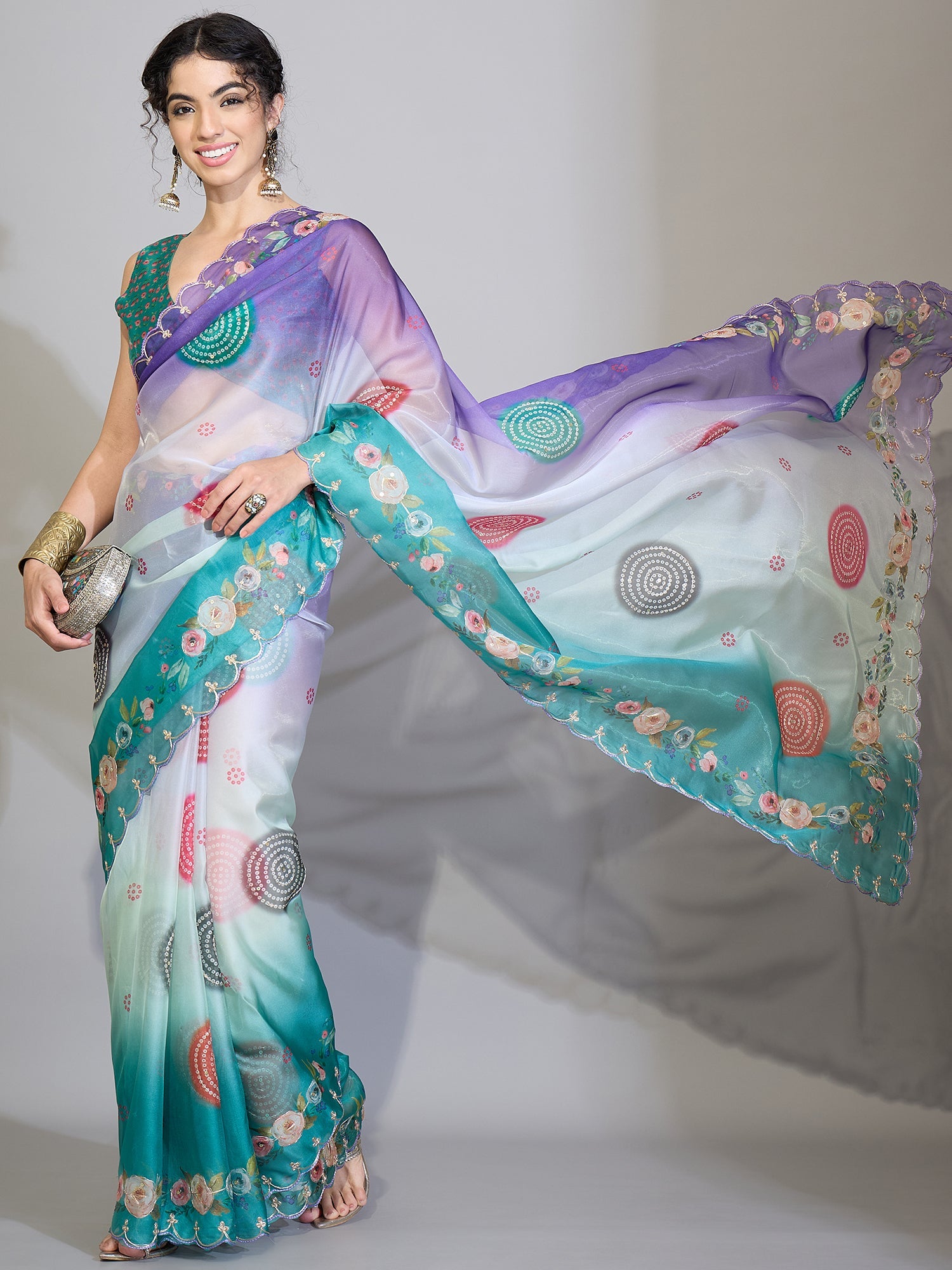 Sky Blue Tissue Silk Saree with Zari Stripes - Ressa