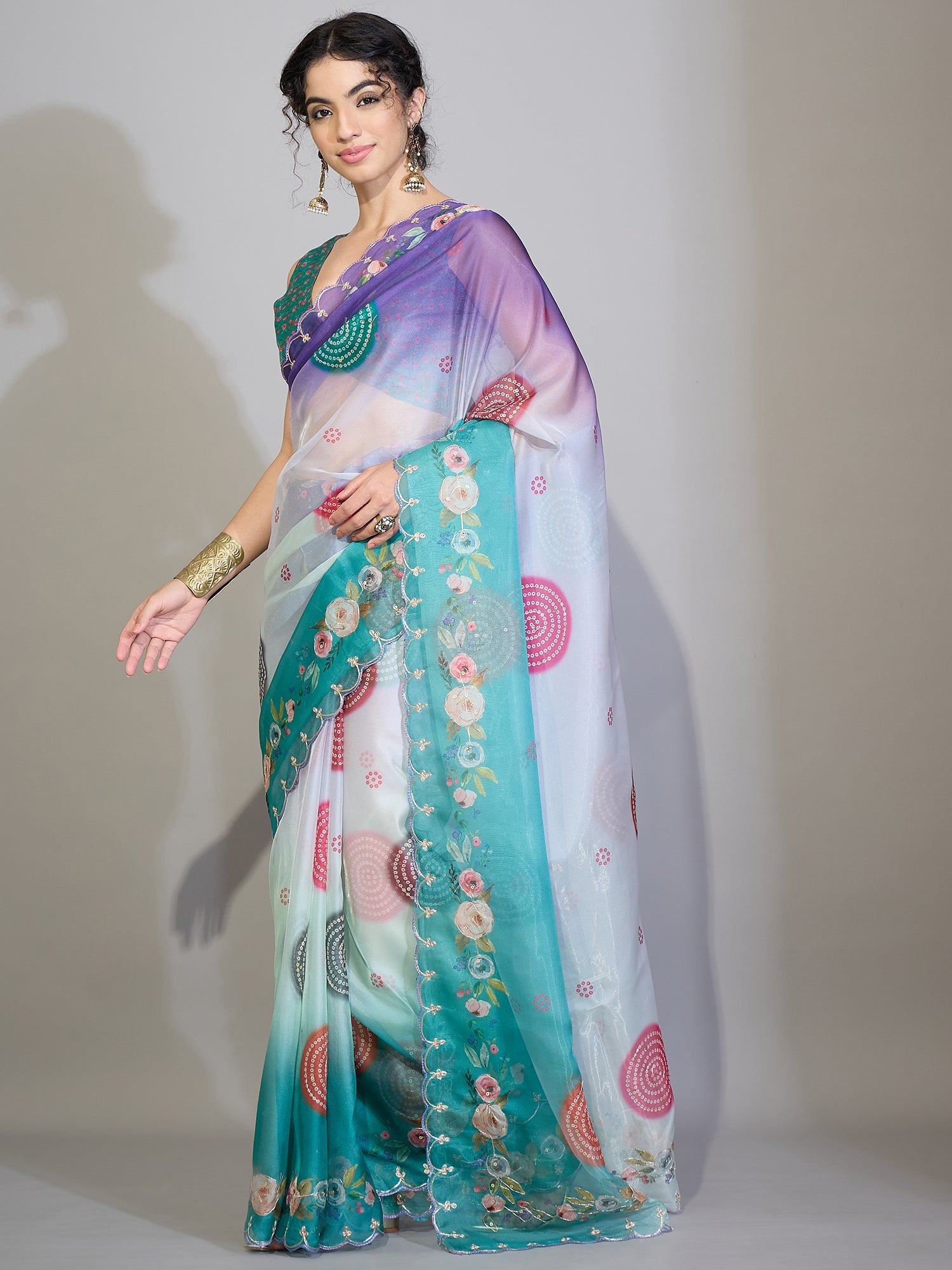 Sky Blue Tissue Silk Saree with Zari Stripes - Ressa