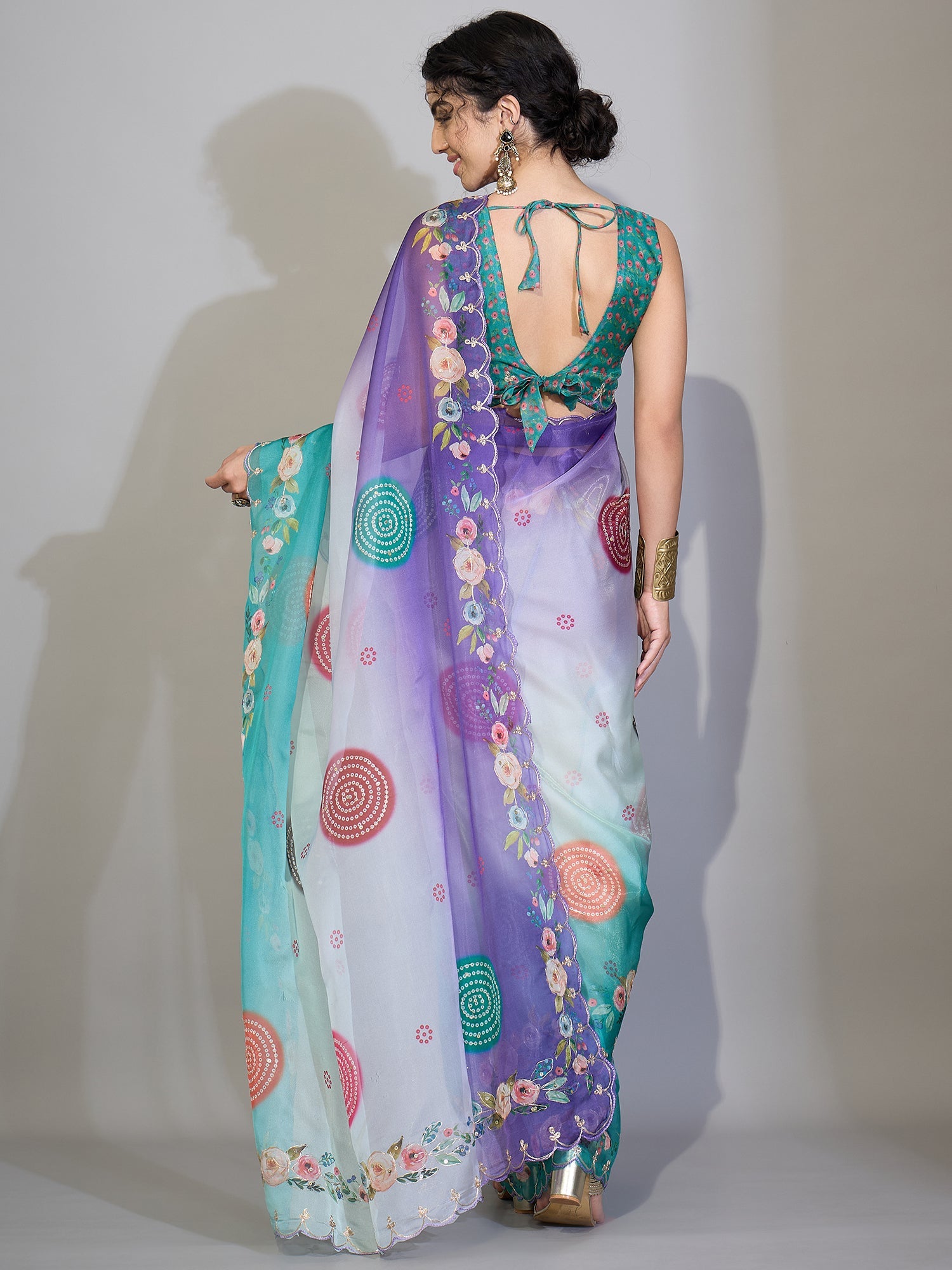 Sky Blue Tissue Silk Saree with Zari Stripes - Ressa