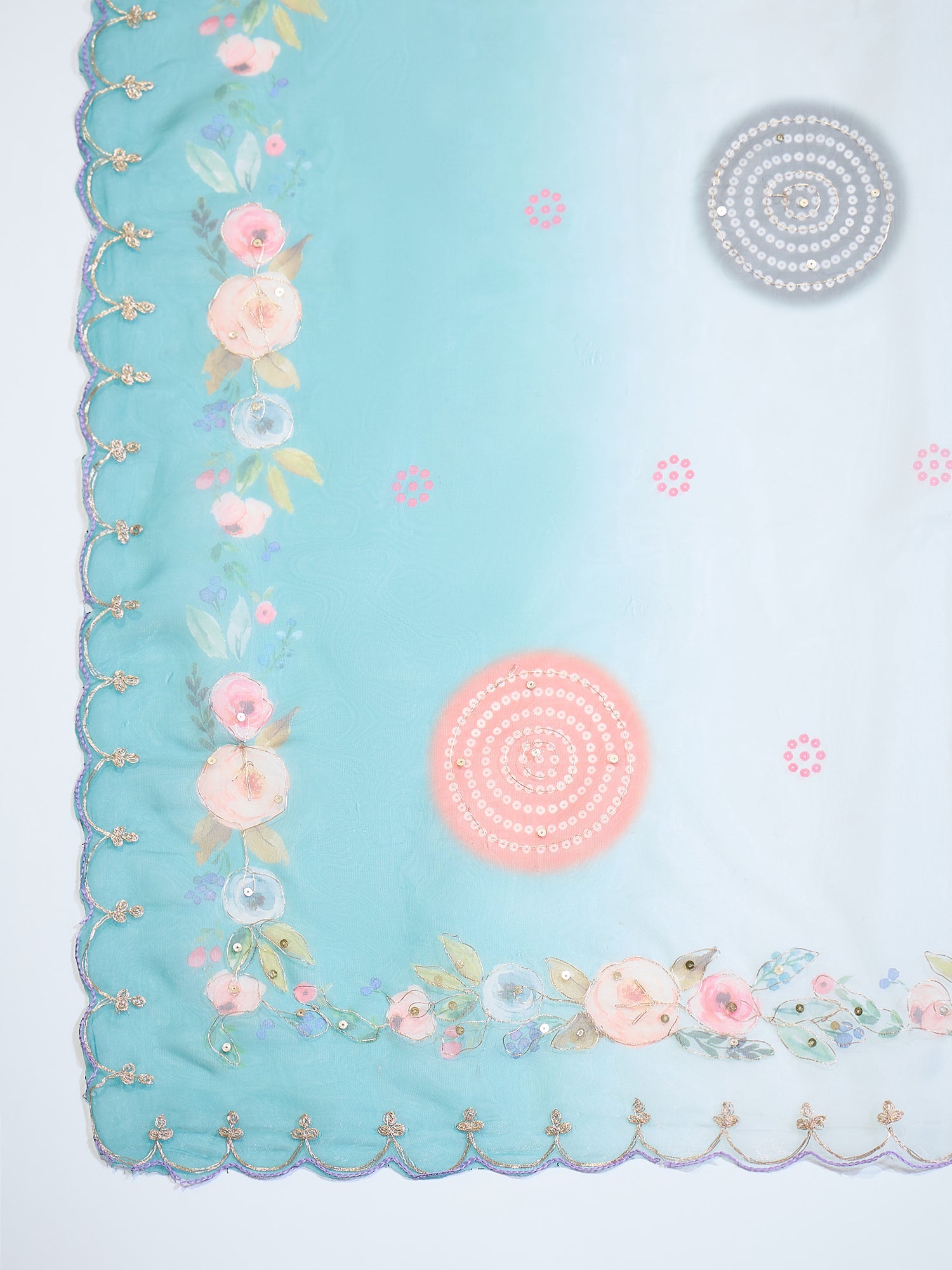 Sky Blue Tissue Silk Saree with Zari Stripes - Ressa