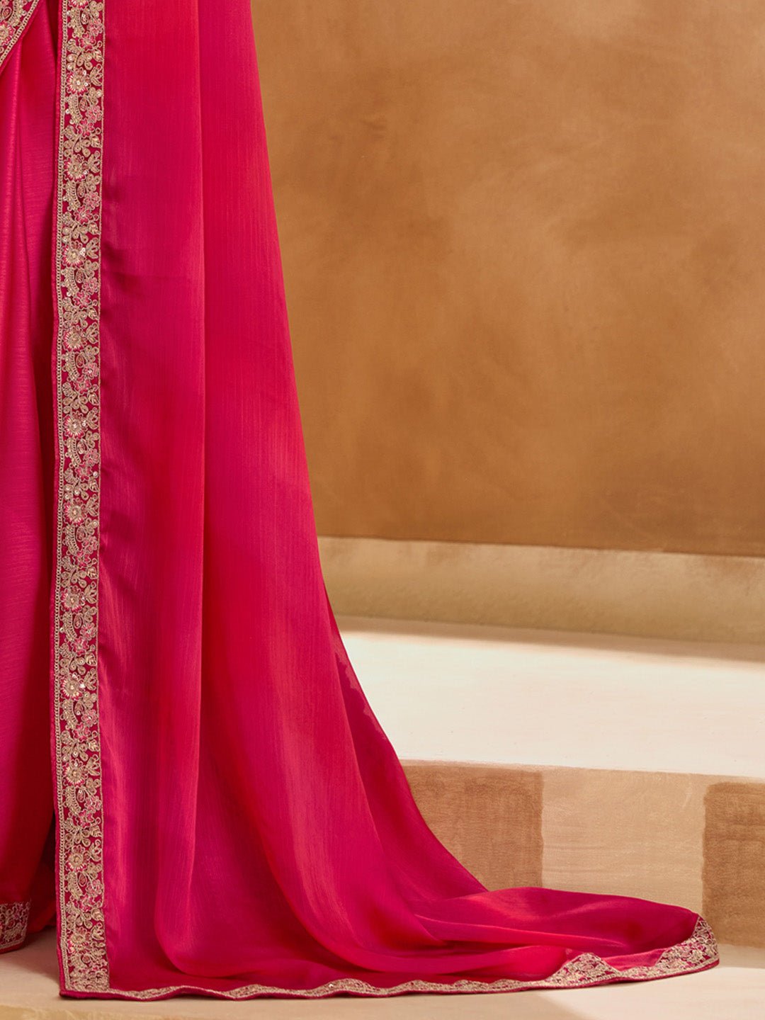 Pink Satin Party Wear Saree - Ressa