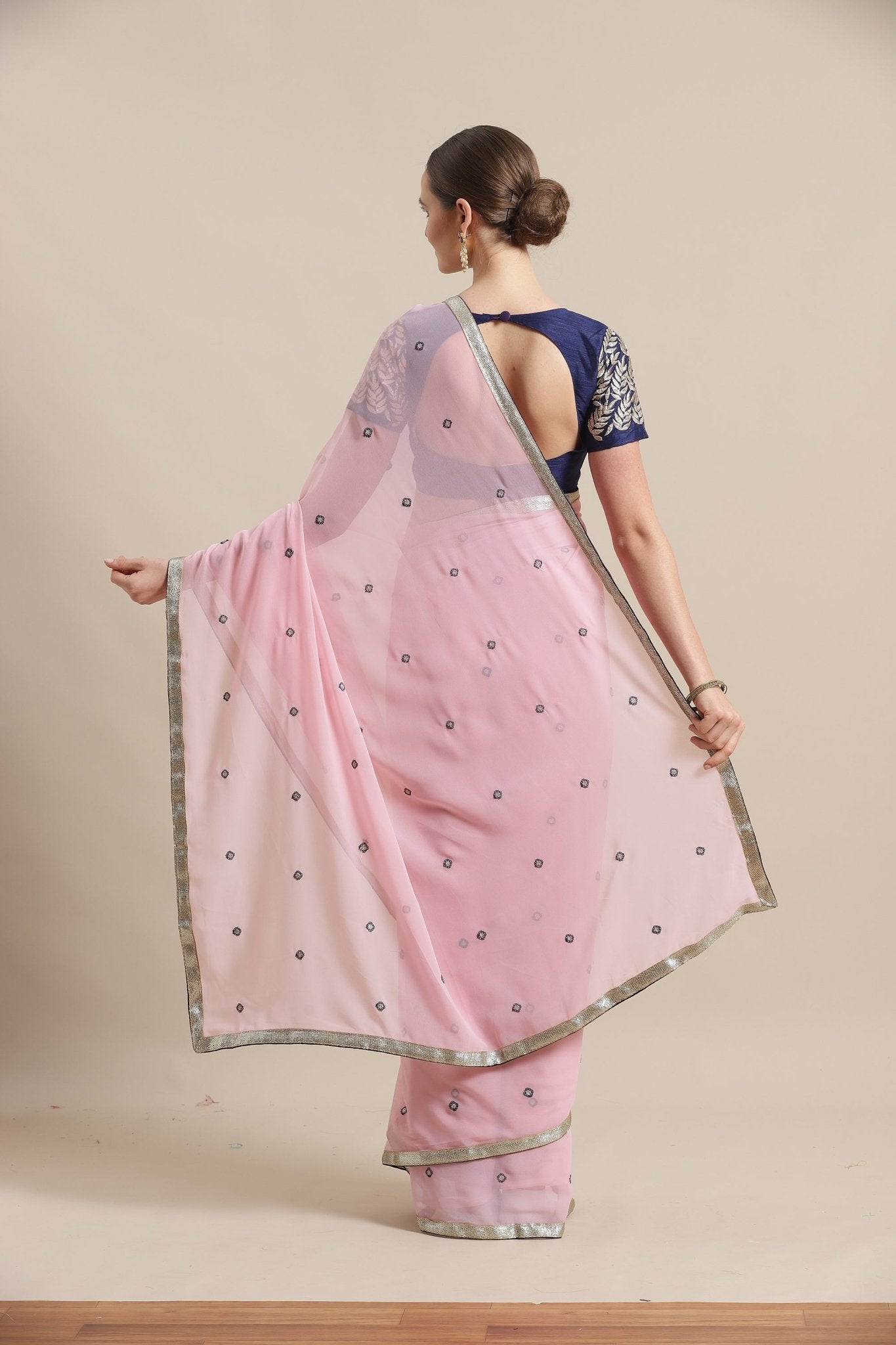 Soft Baby-Pink Georgette Saree - Ressa