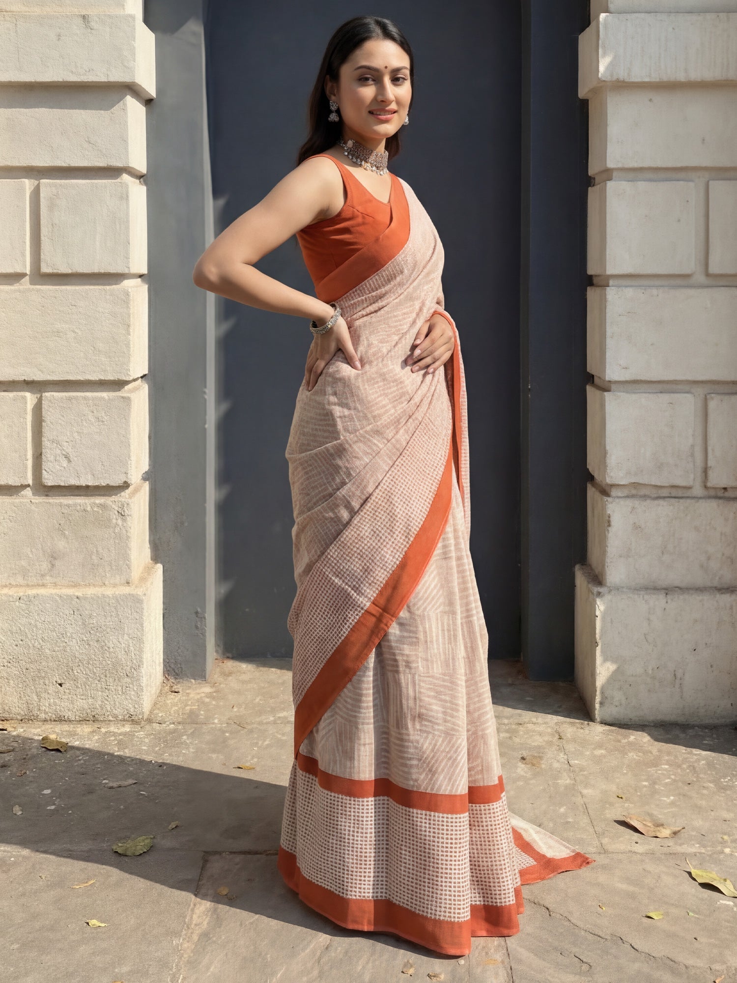 Soft Cotton : Geometric Shibori Print Saree - Ressa