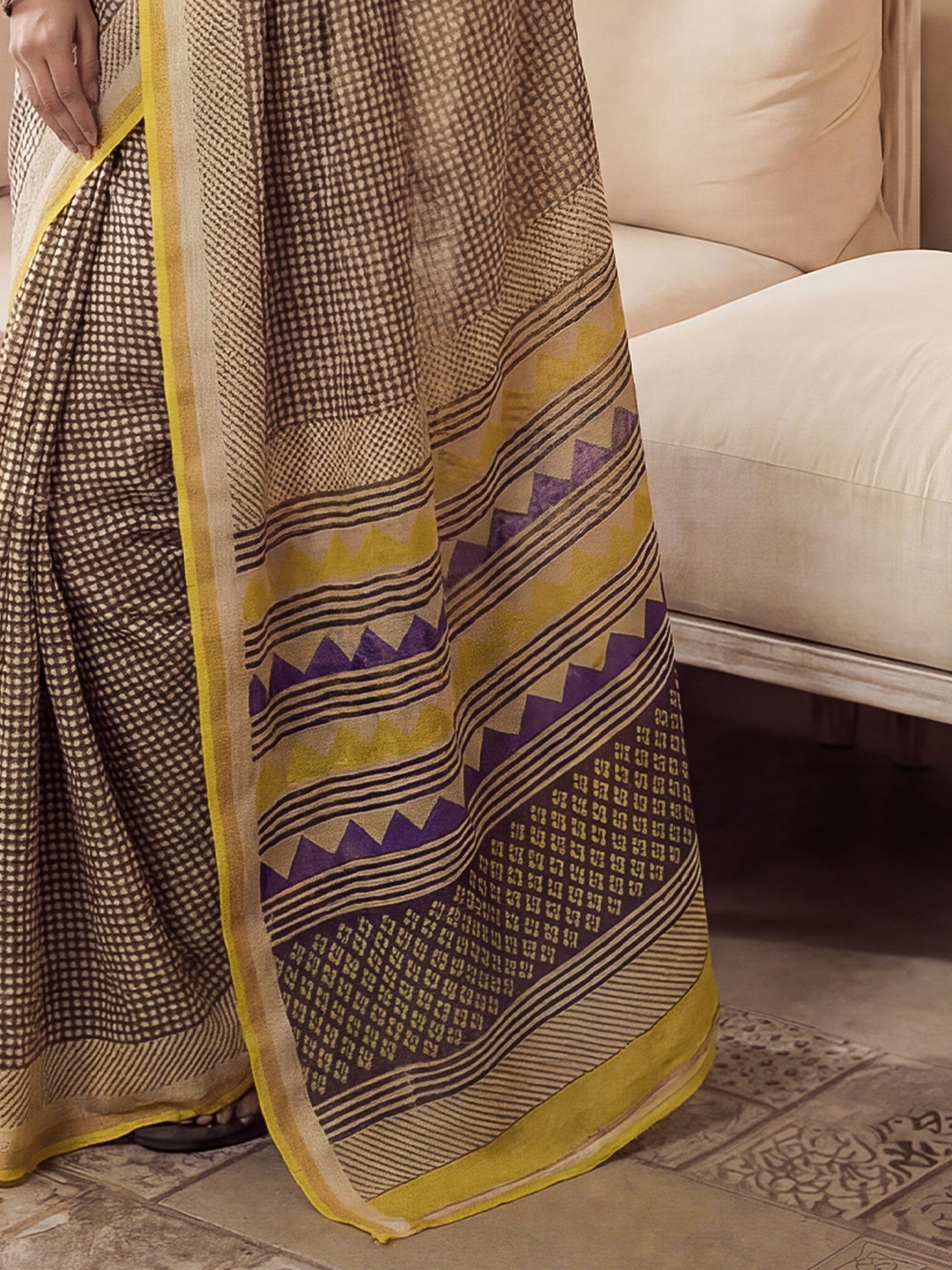 Soft Cotton :Leheriya Wave Print Saree - Ressa