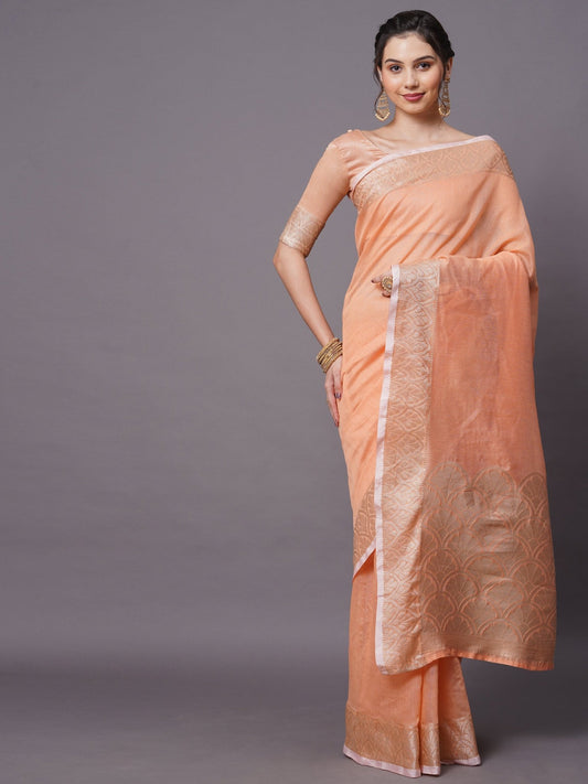 Soft Peach-Salmon Pure Tissue Silk Saree - Ressa