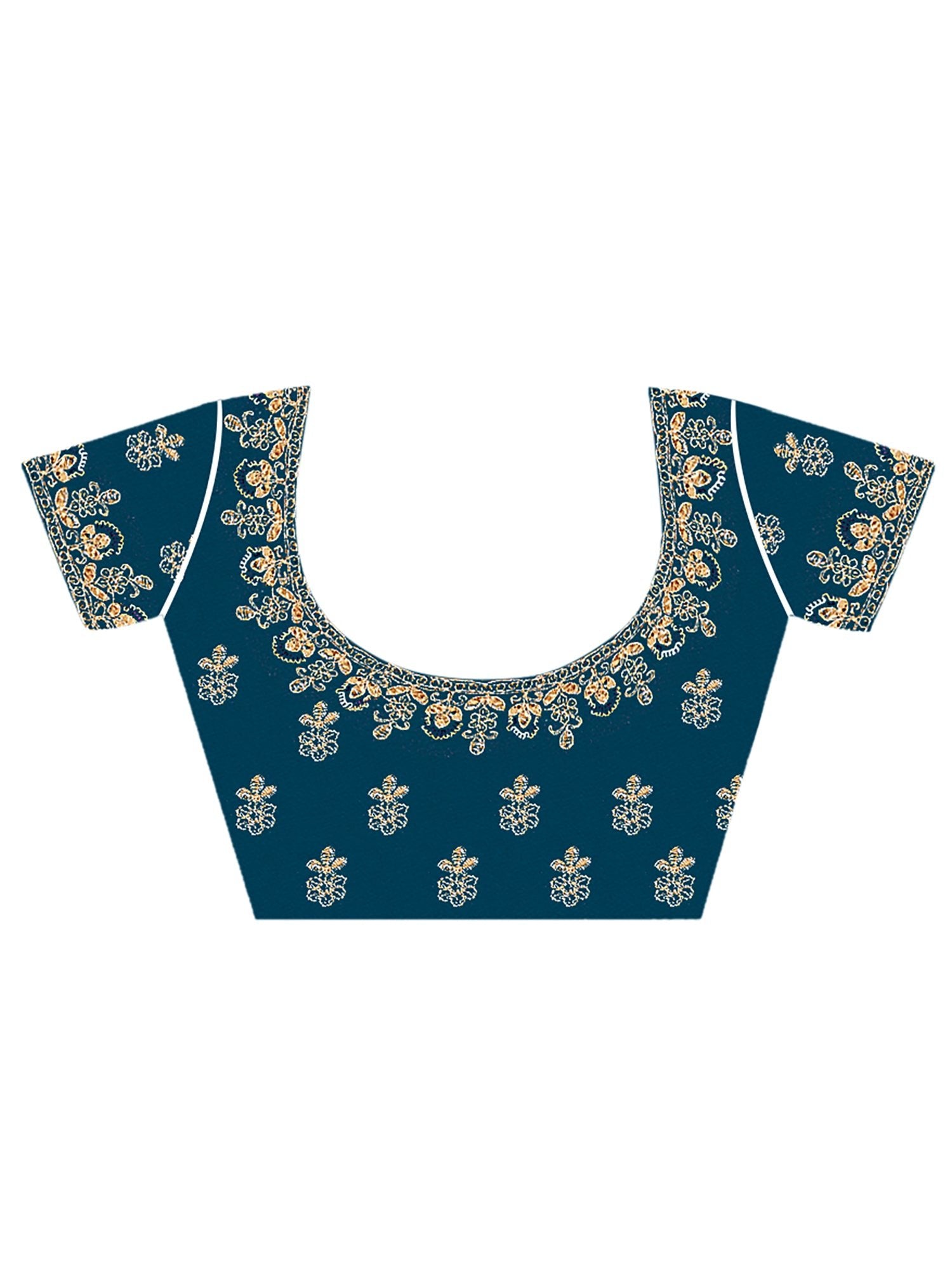 Sophisticated Rama Blue Embroidered Saree - Ressa