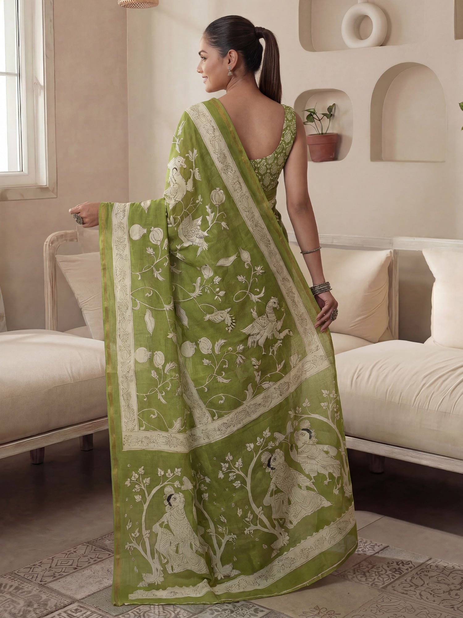 Srikalahasti Kalamkari : Soft Cotton Saree - Ressa