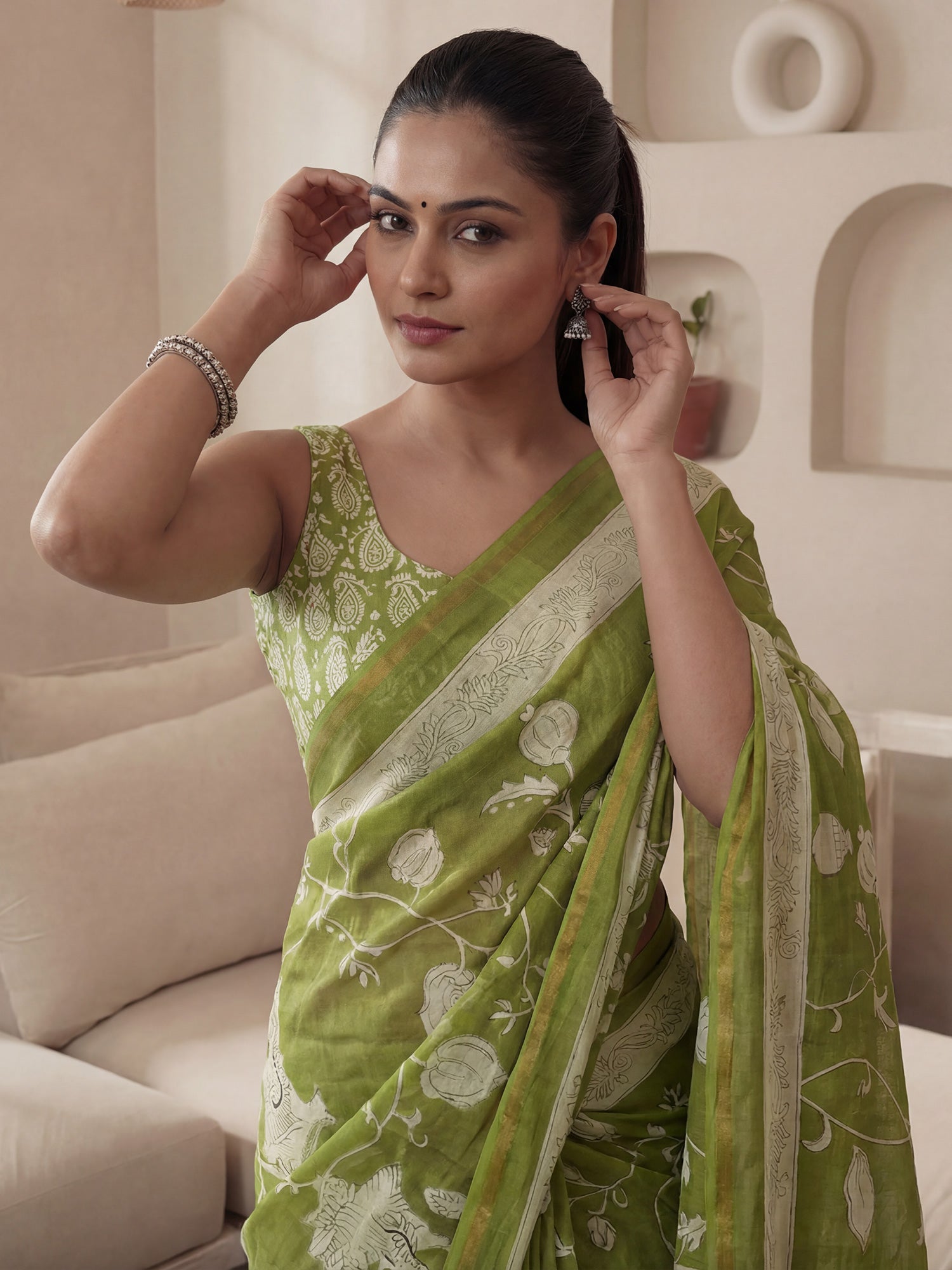Srikalahasti Kalamkari : Soft Cotton Saree - Ressa