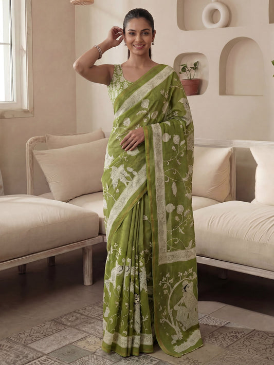 Srikalahasti Kalamkari : Soft Cotton Saree - Ressa
