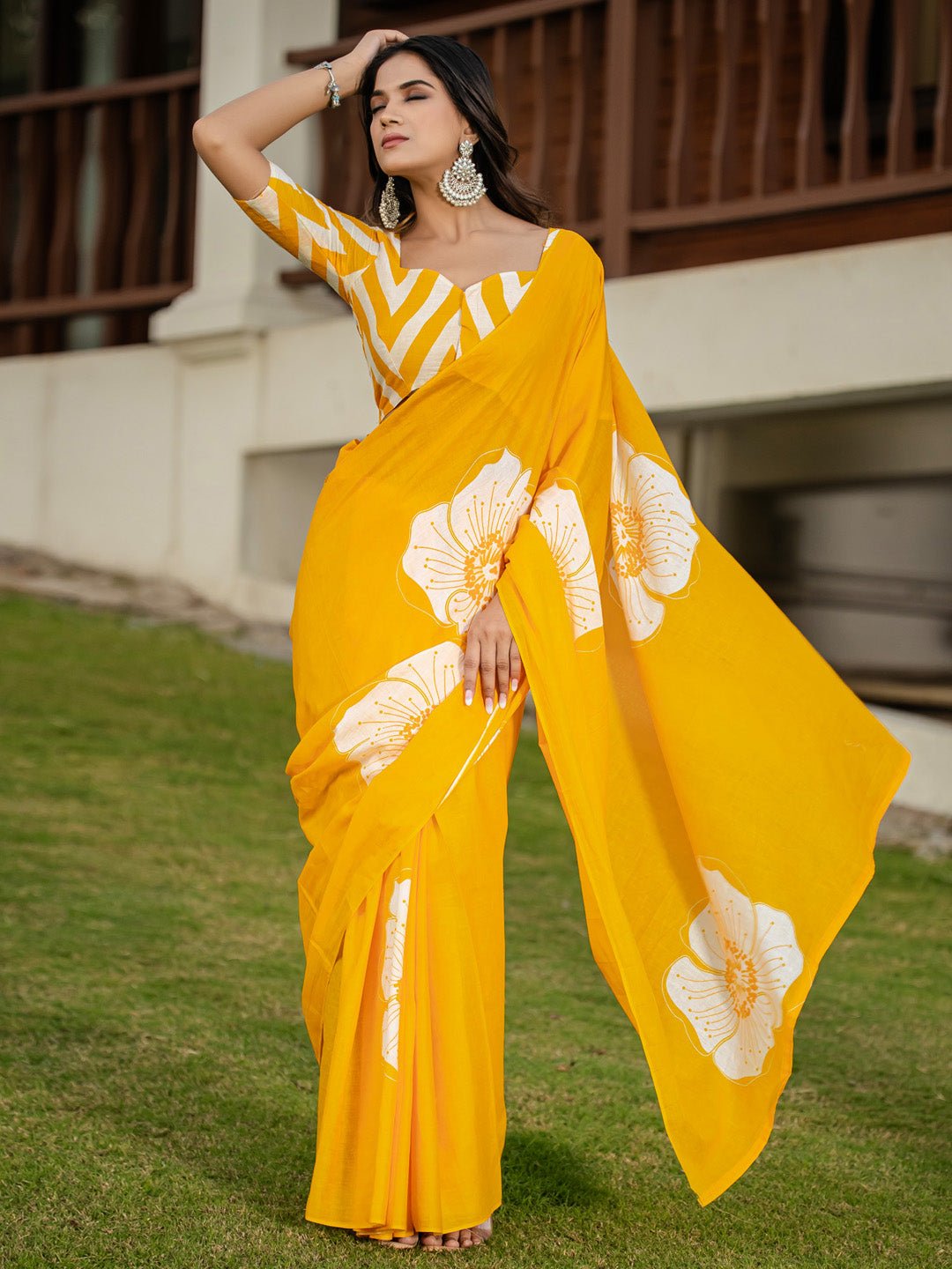 Sunshine Yellow Cotton Saree - Ressa