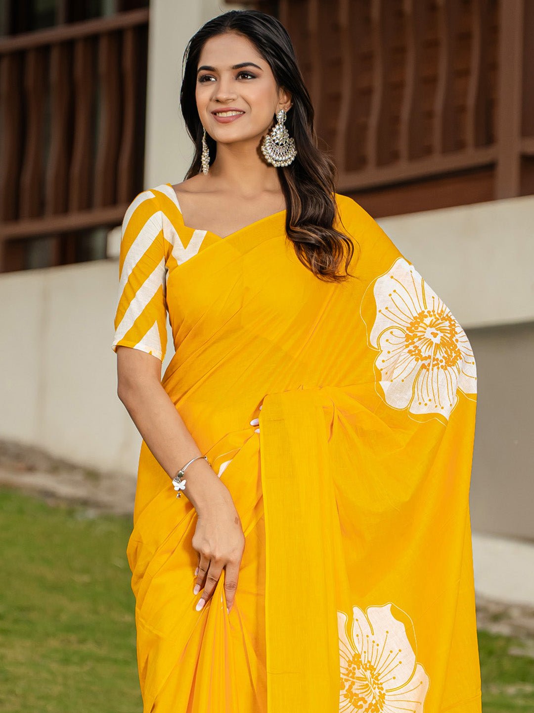 Sunshine Yellow Cotton Saree - Ressa