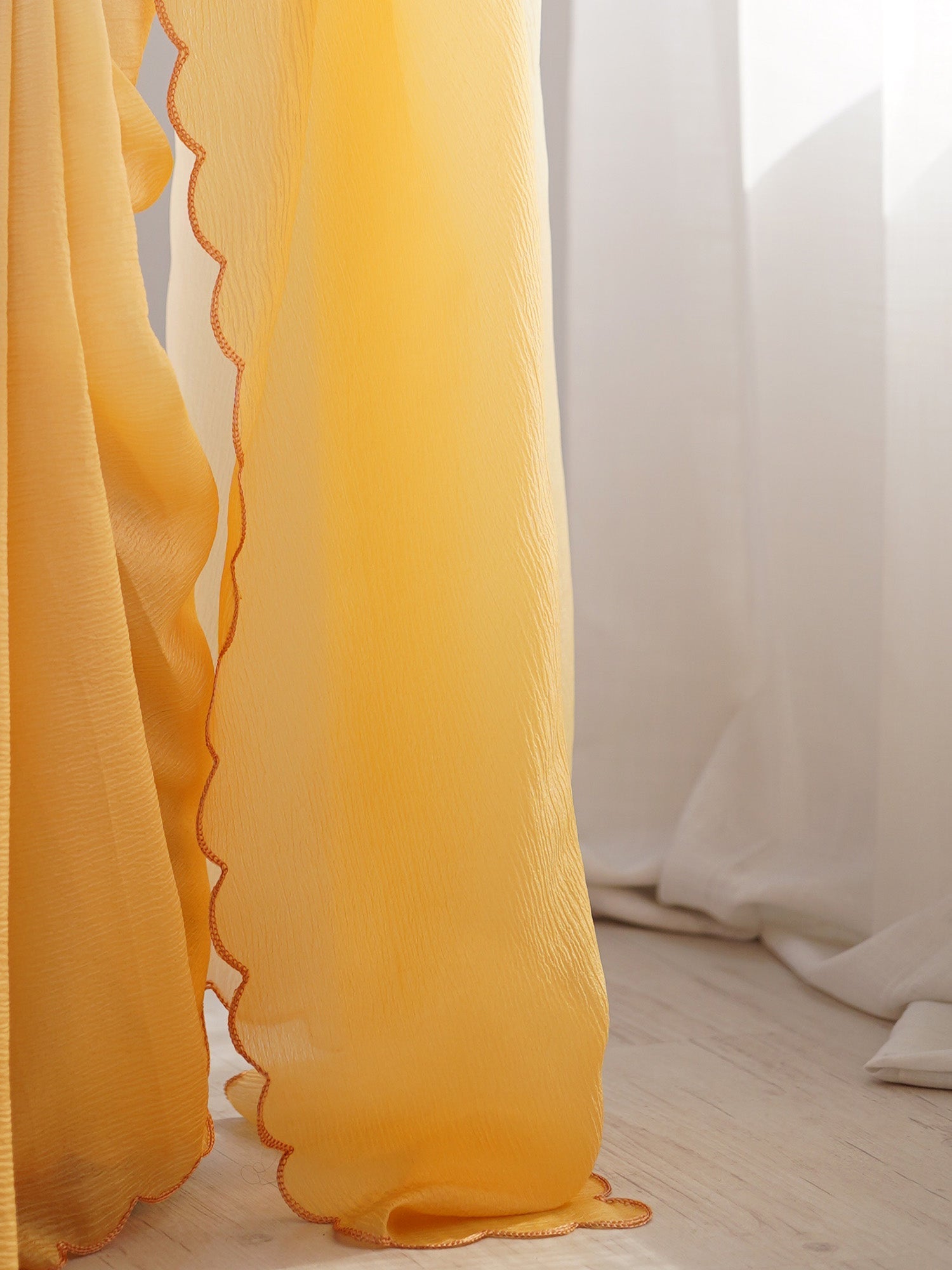 Sunshine Yellow Ombre Chiffon Saree - Ressa