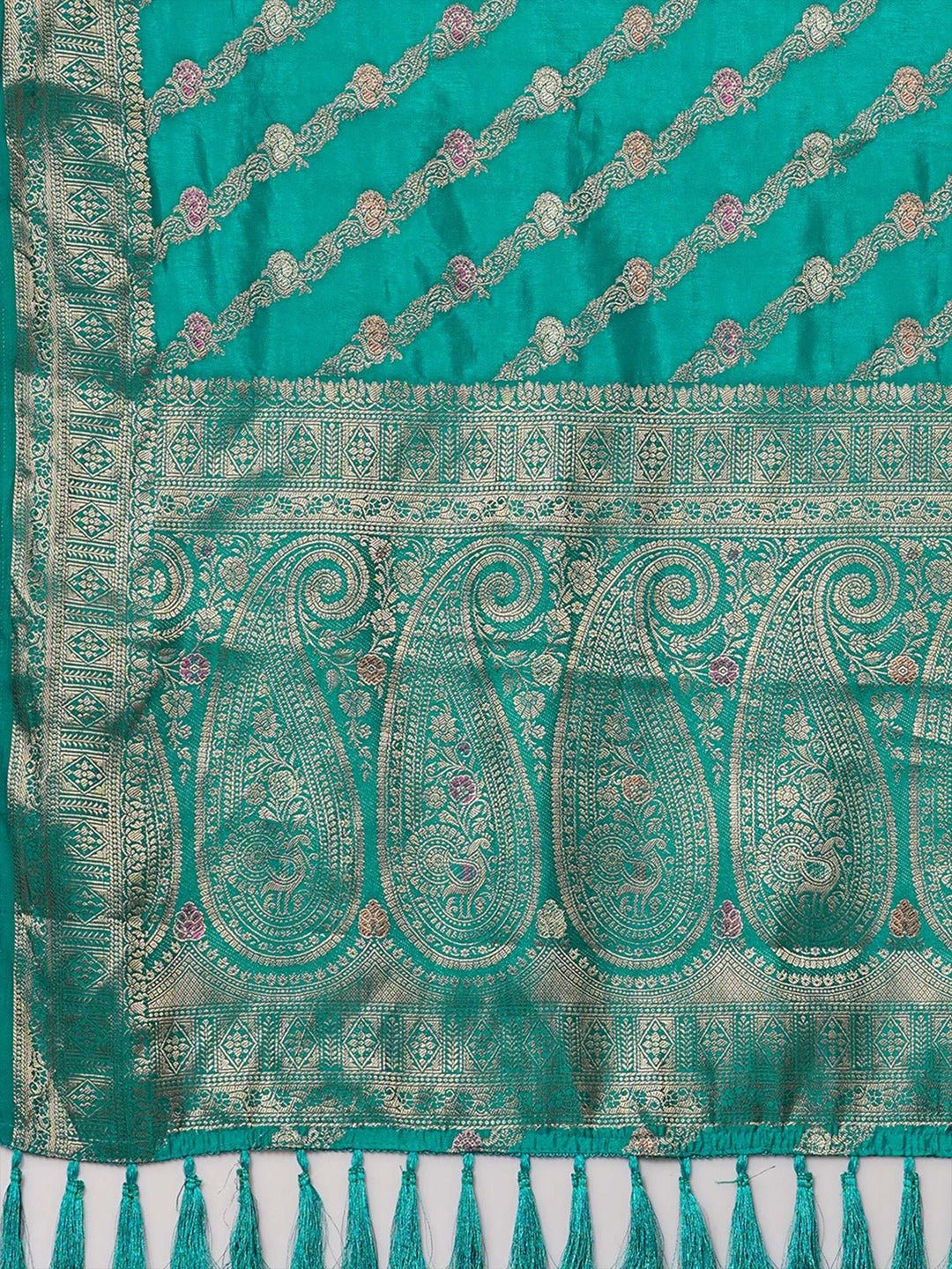 Teal Banarasi Silk Saree - Ressa