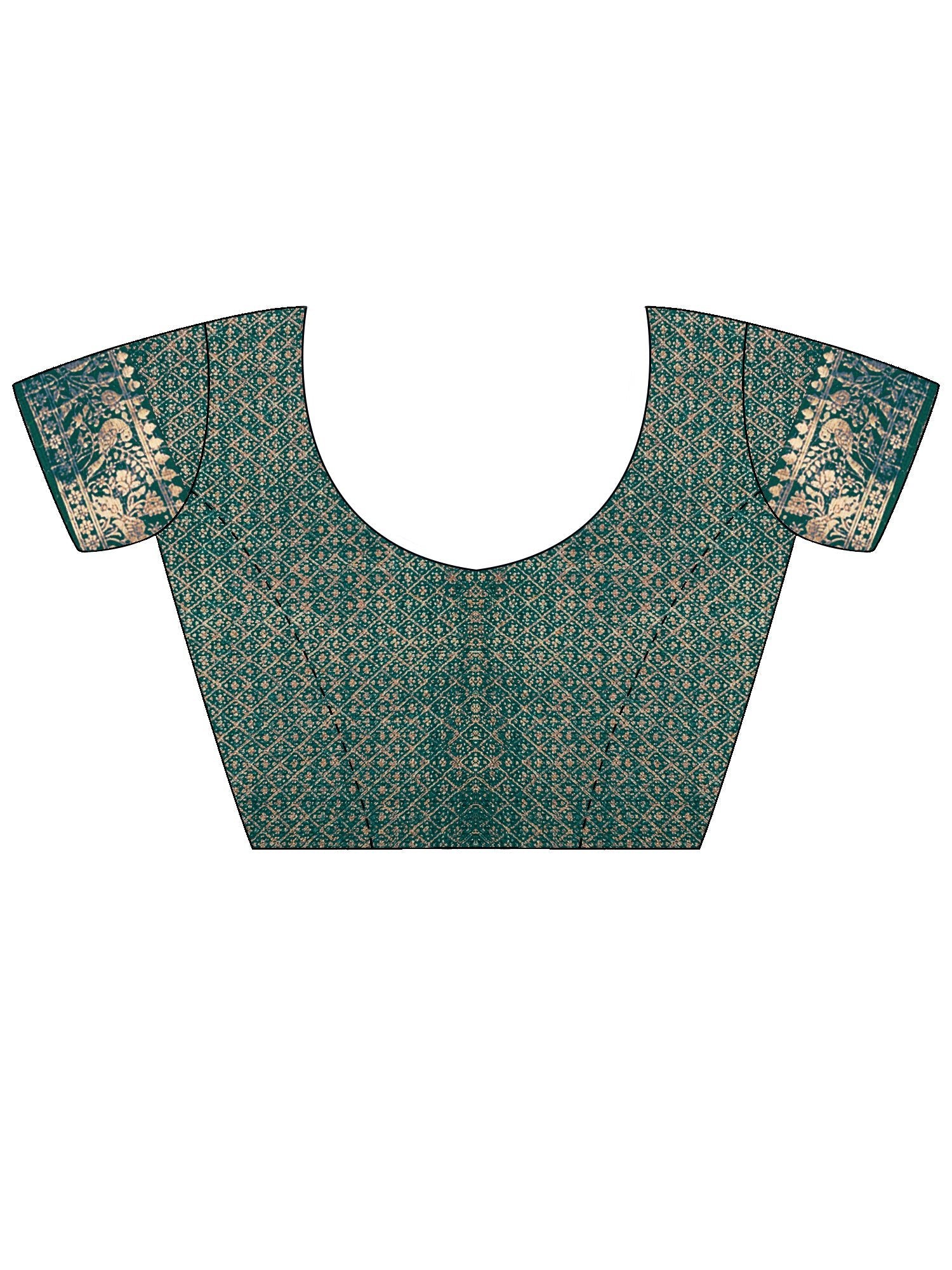 Teal Banarasi Silk Saree with Zari Border & Tassels - Ressa