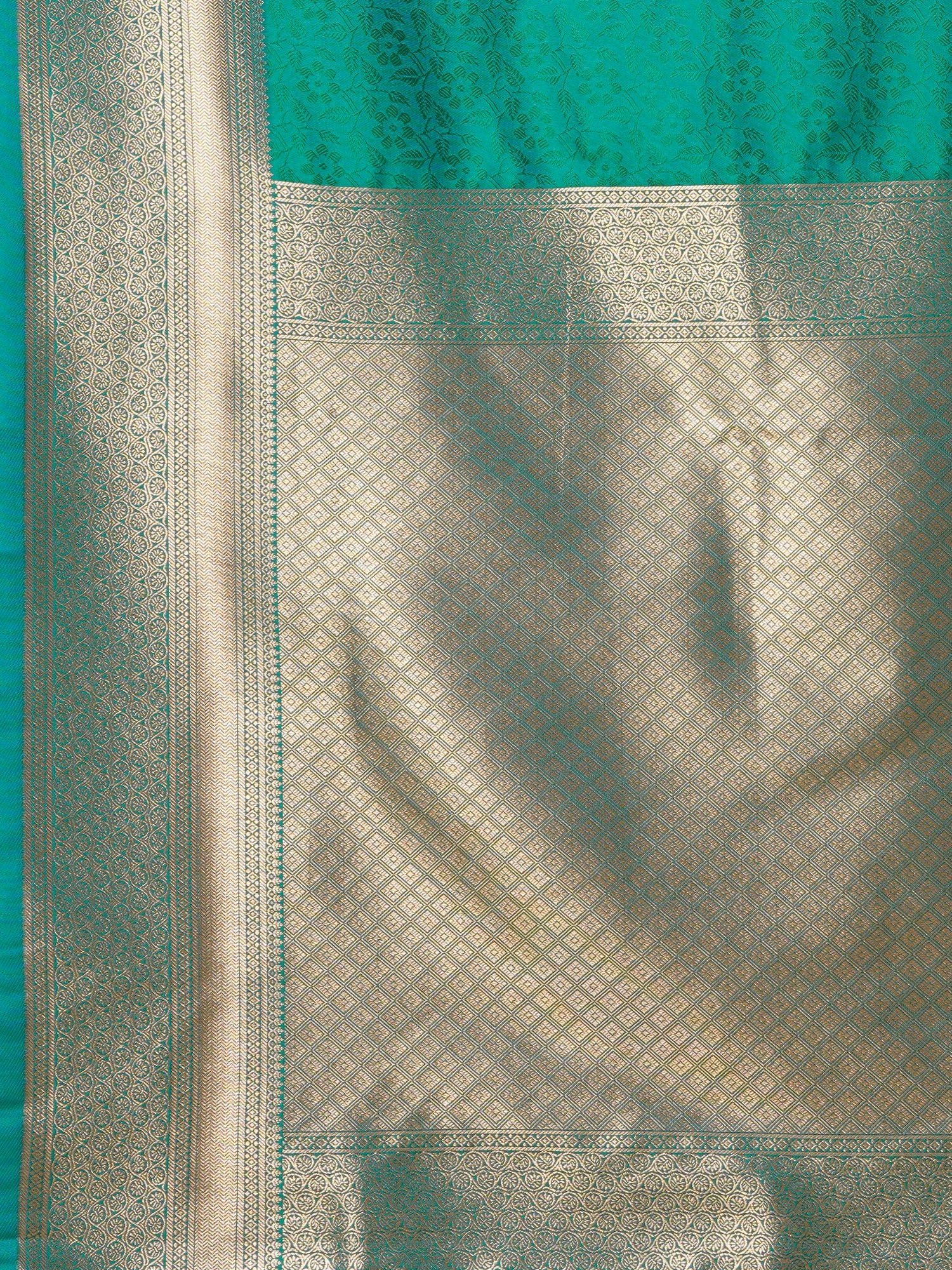 Teal Banarasi Silk Saree with Zari Weave - Ressa
