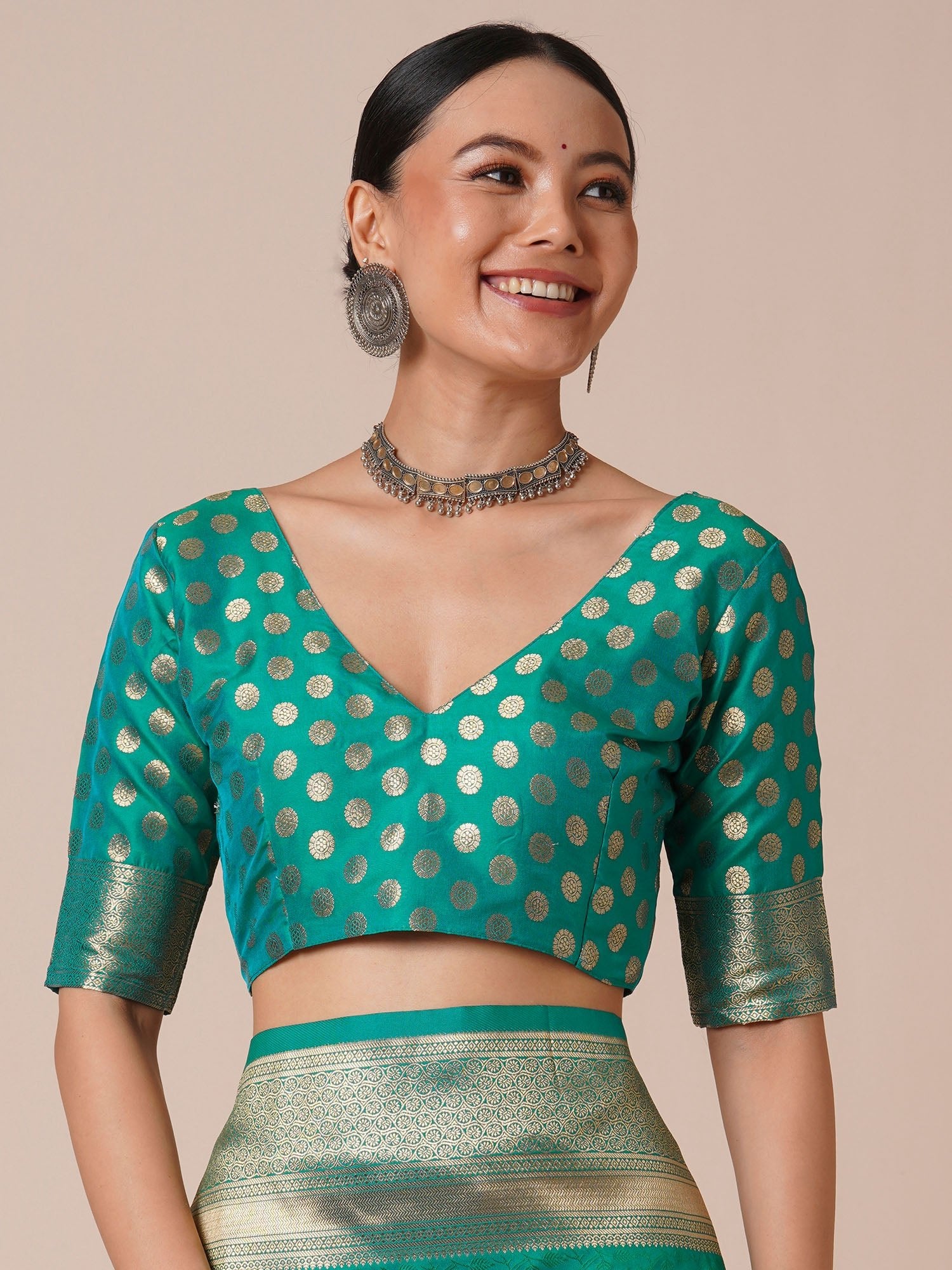 Teal Banarasi Silk Saree with Zari Weave - Ressa