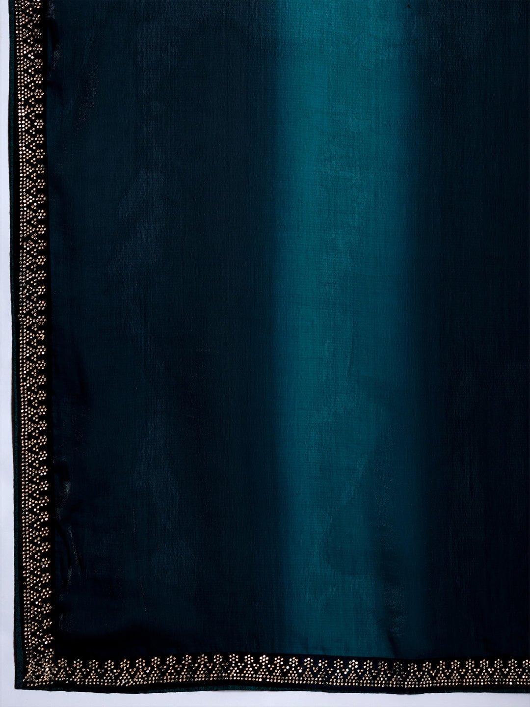 Teal & Black Polyester Ombre Dyed Embroidered Border Saree - Ressa