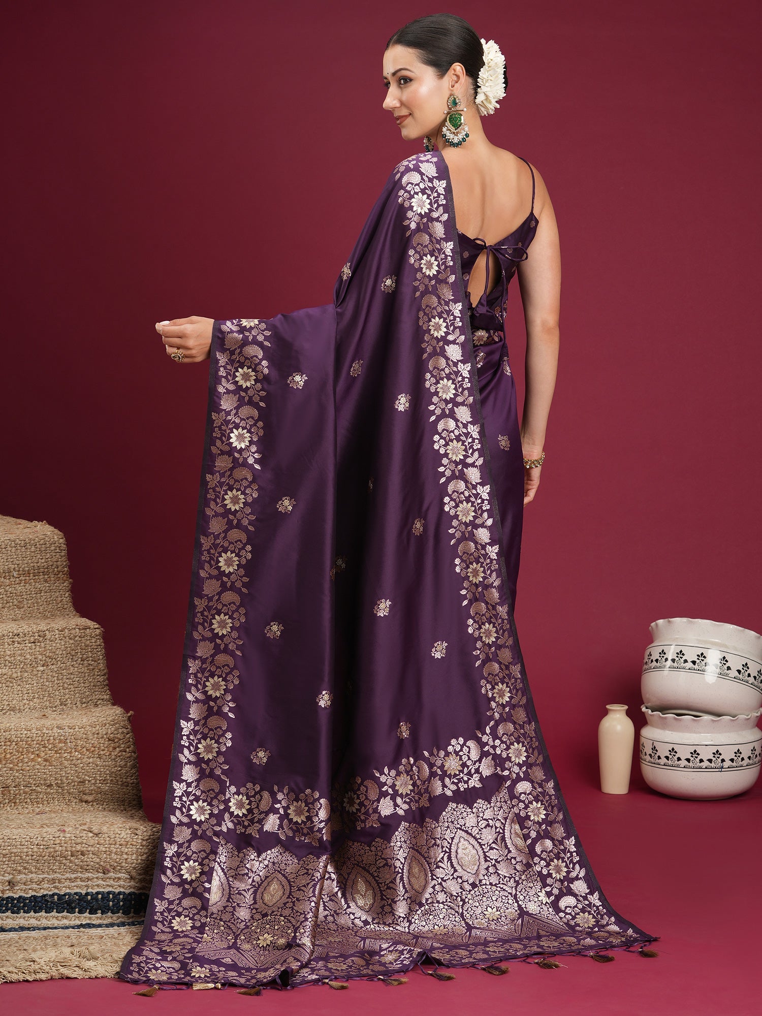 Teal Blue Banarasi Silk Blend Saree - Ressa