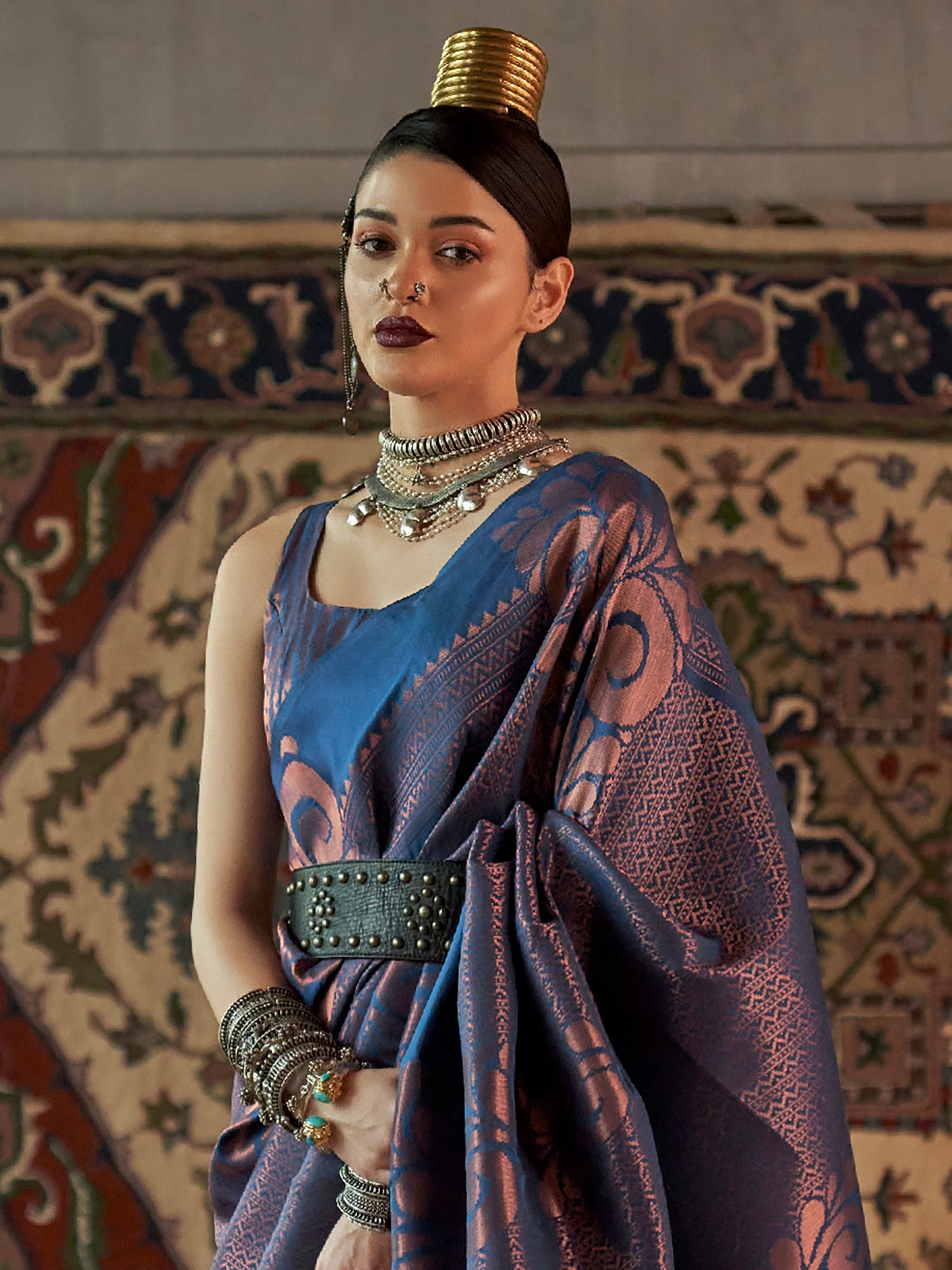 Teal Blue Banarasi Silk saree - Ressa