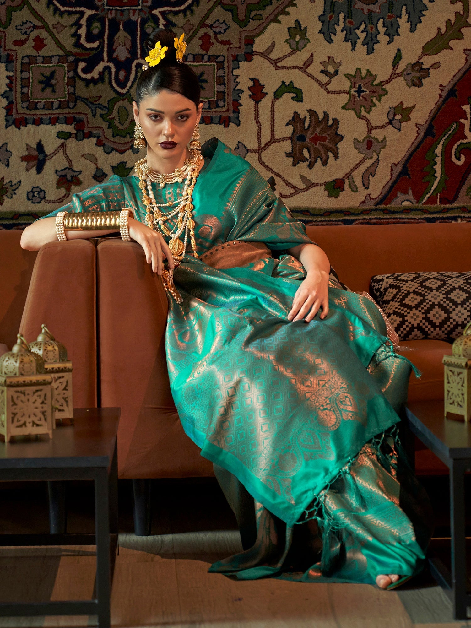 Teal Blue Banarasi Silk saree - Ressa