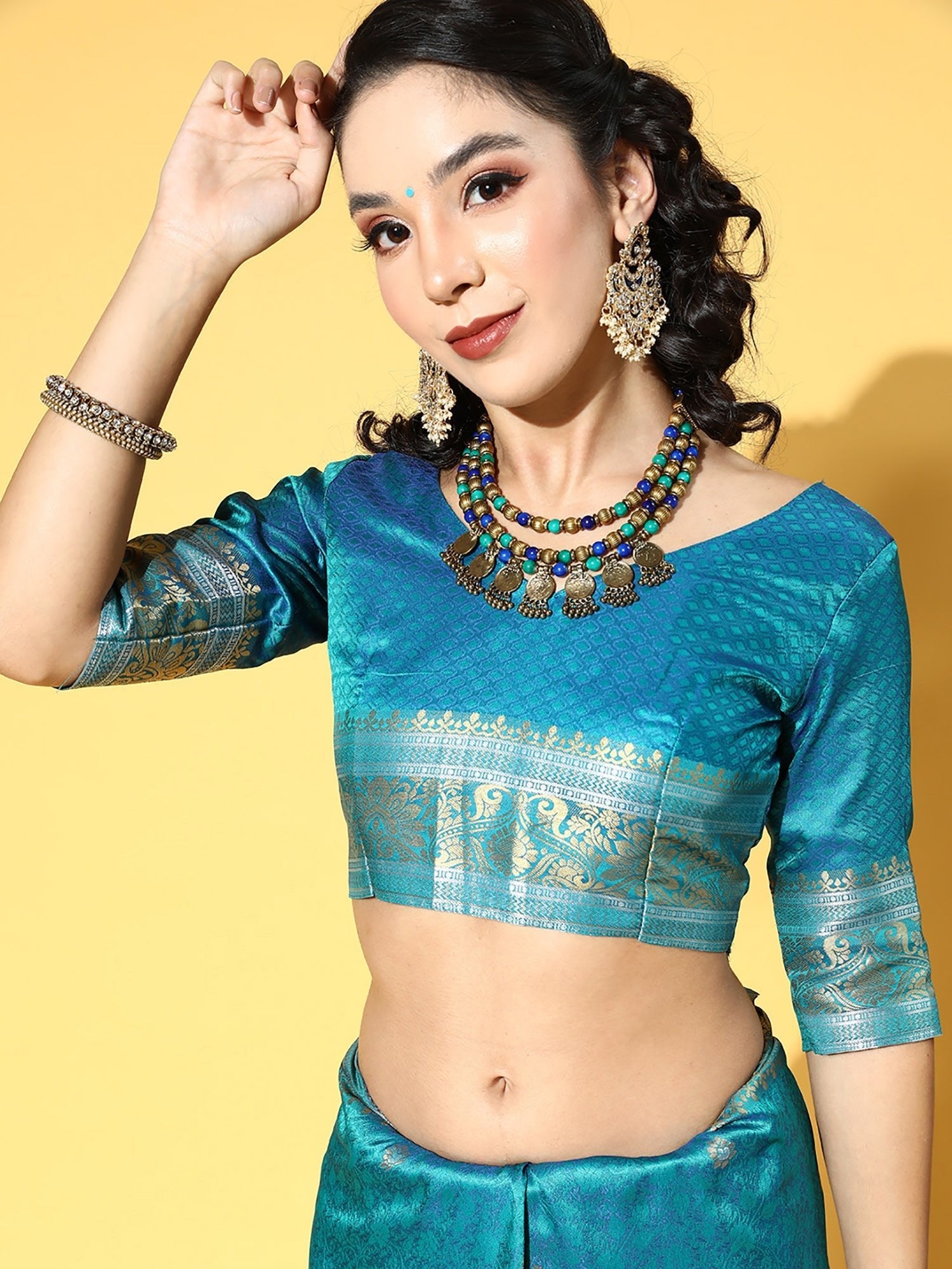 Teal Blue Banarasi Silk With Zari Woven Saree - Ressa