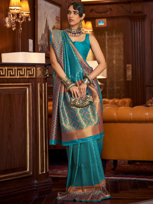 Teal Blue Banarasi Style saree - Ressa
