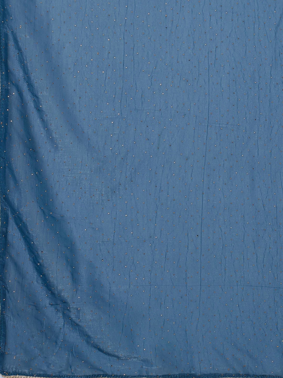 Teal Blue Chiffon Saree with All-Over Mukaish Sequin Work - Ressa