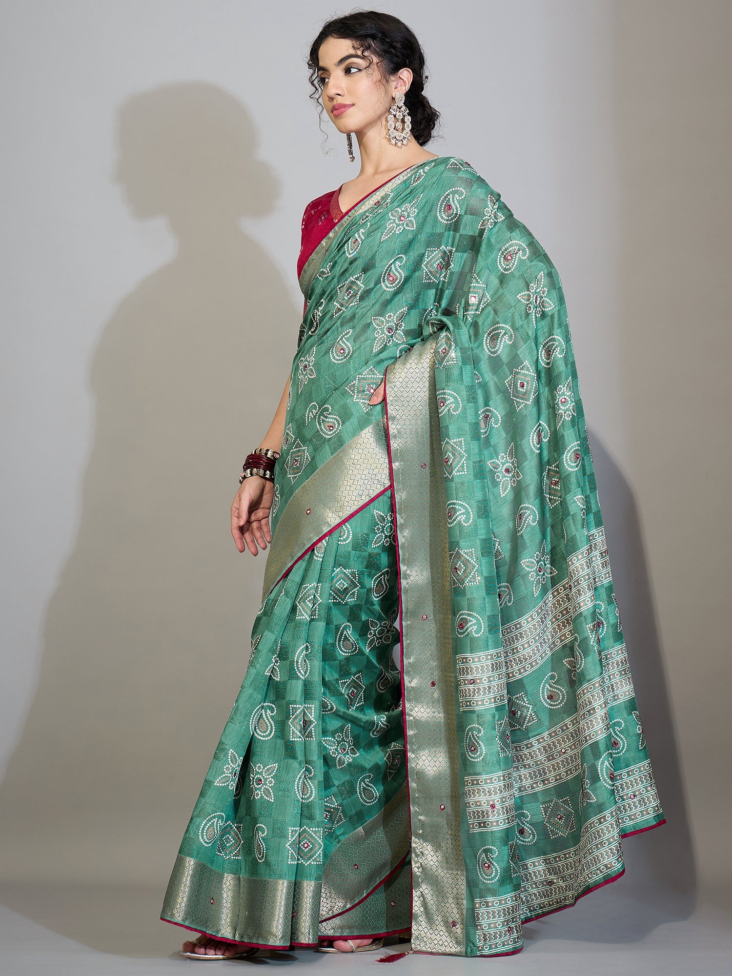 Teal Blue Cotton Saree with Zari Stripes - Ressa