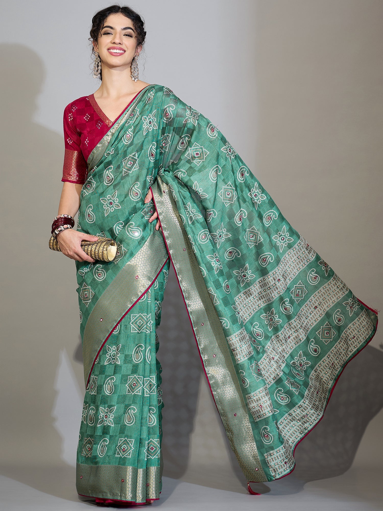 Teal Blue Cotton Saree with Zari Stripes - Ressa
