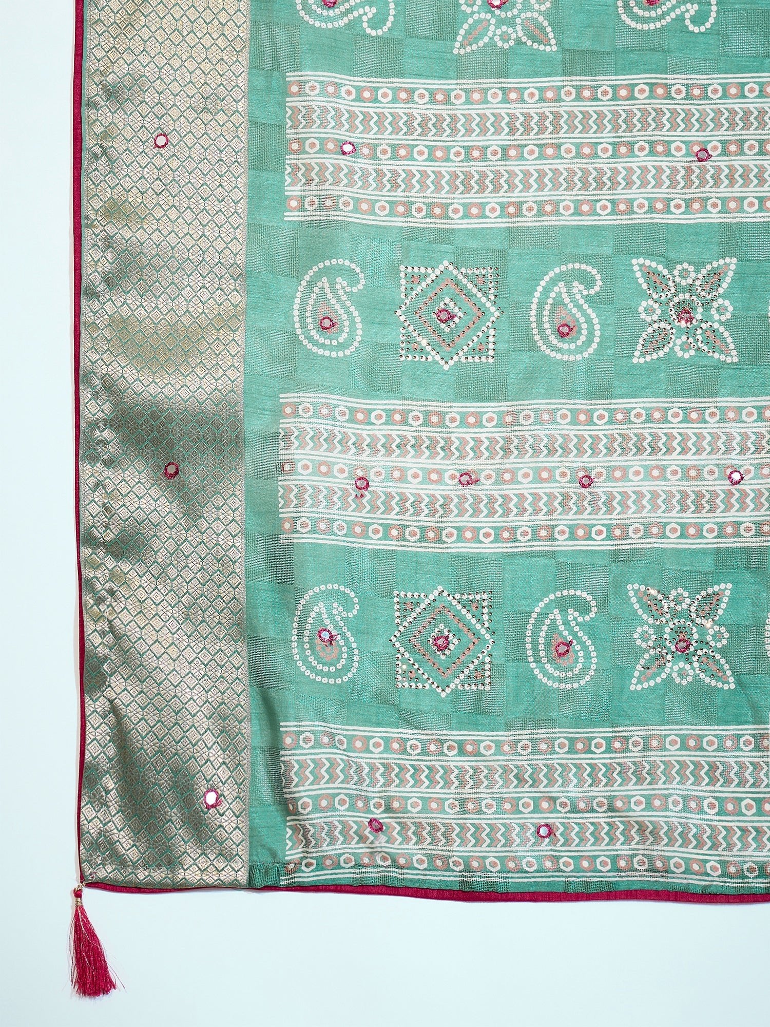 Teal Blue Cotton Saree with Zari Stripes - Ressa