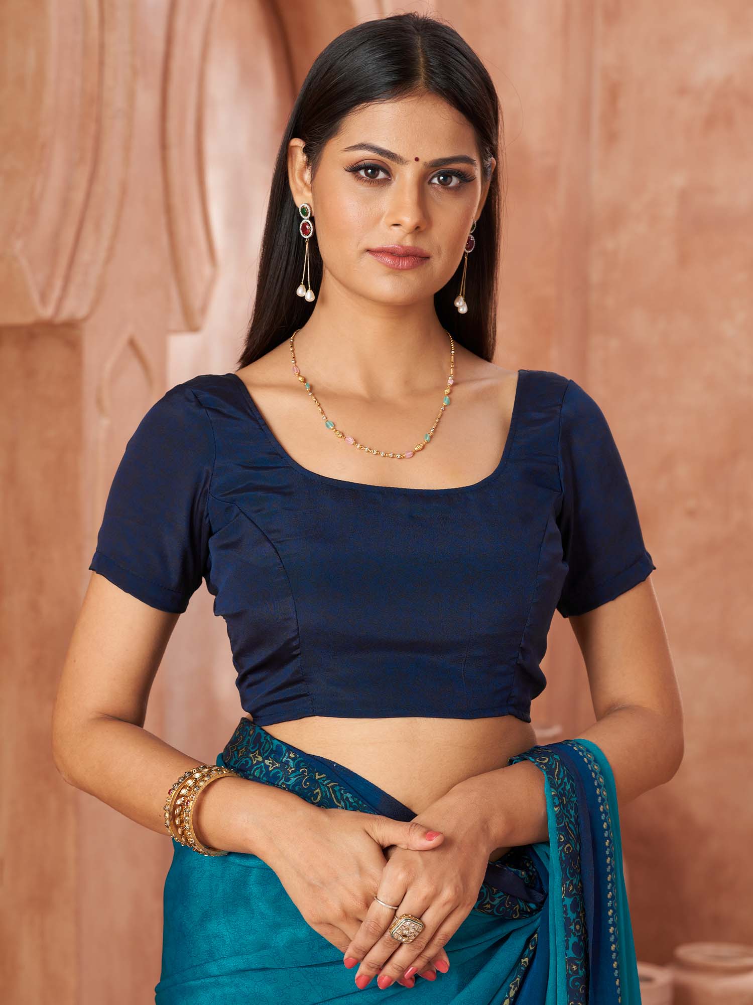 Teal Blue Crepe Daily Use Saree - Ressa