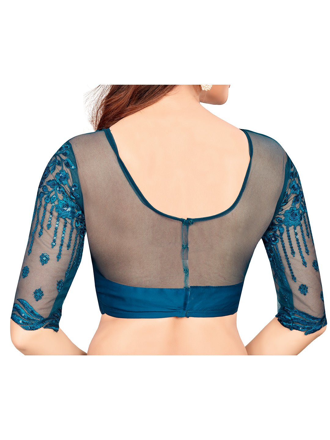 Teal Blue Georgette Party Wear Saree - Ressa