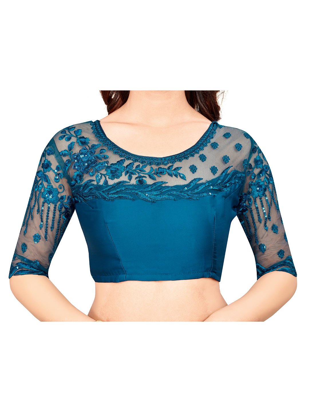 Teal Blue Georgette Party Wear Saree - Ressa