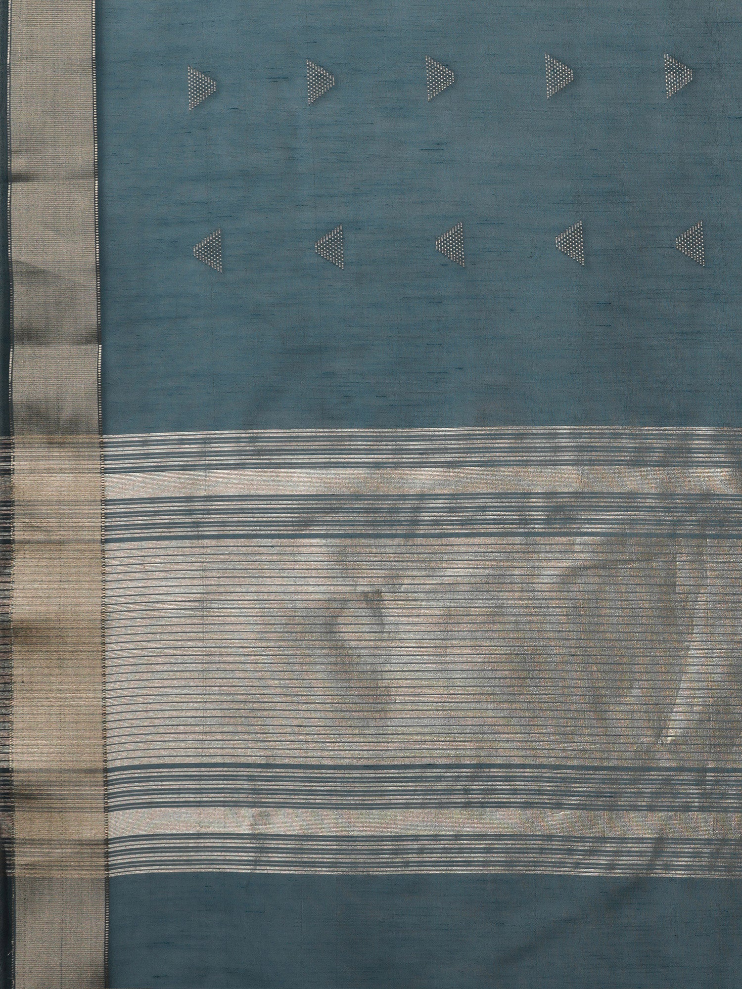 Teal Blue Linen Blend Saree - Ressa