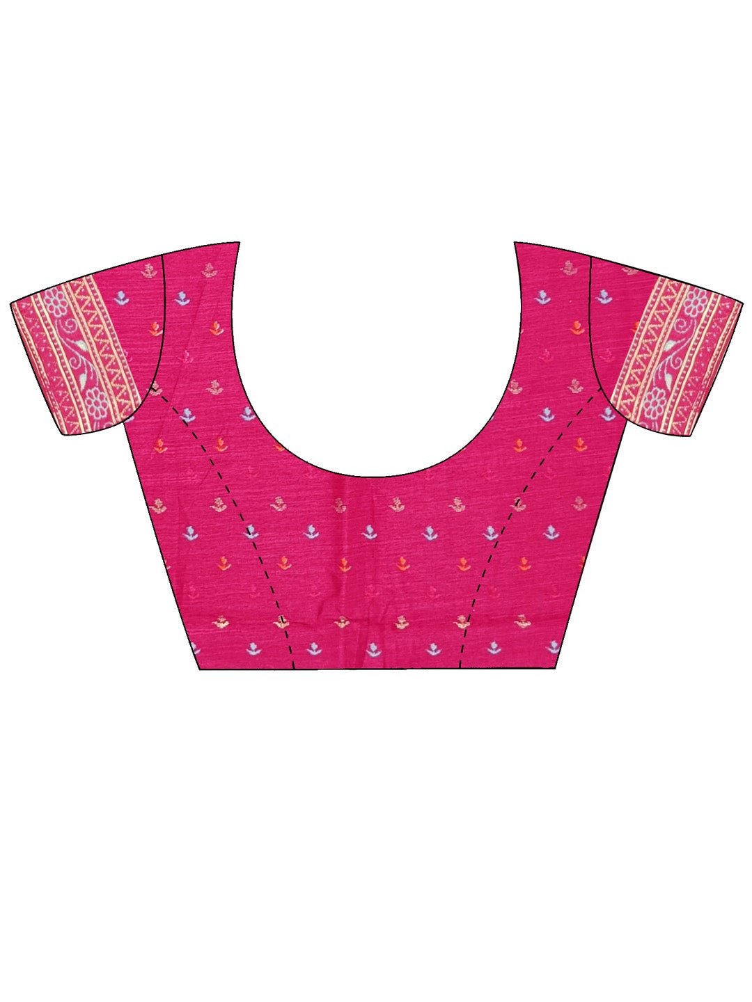 Teal Blue :Mustard Yellow Rani Pink Patola Silk Woven Motifs Blouse - Ressa