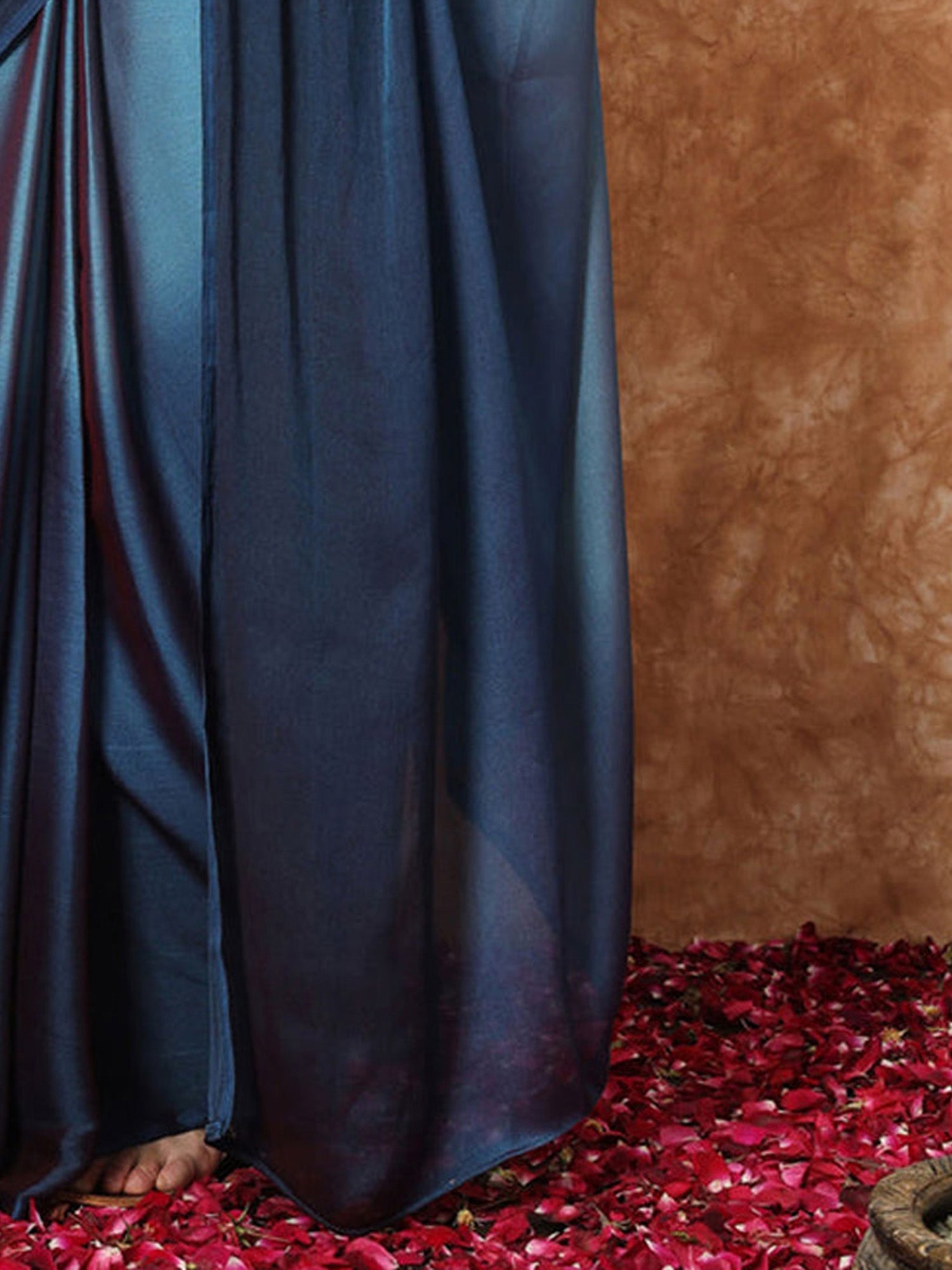 Teal Blue Nylon Party Wear Saree - Ressa