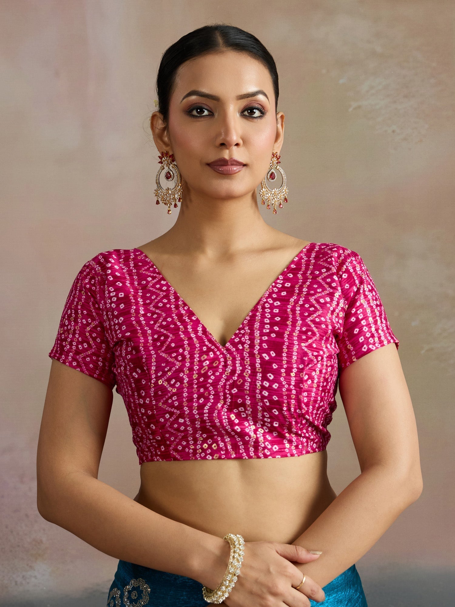 Teal Blue Satin Saree with Bandhani Border - Ressa