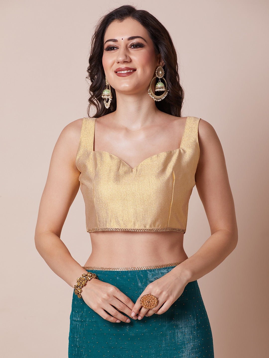 Teal Blue Shimmer Chiffon Saree - Ressa