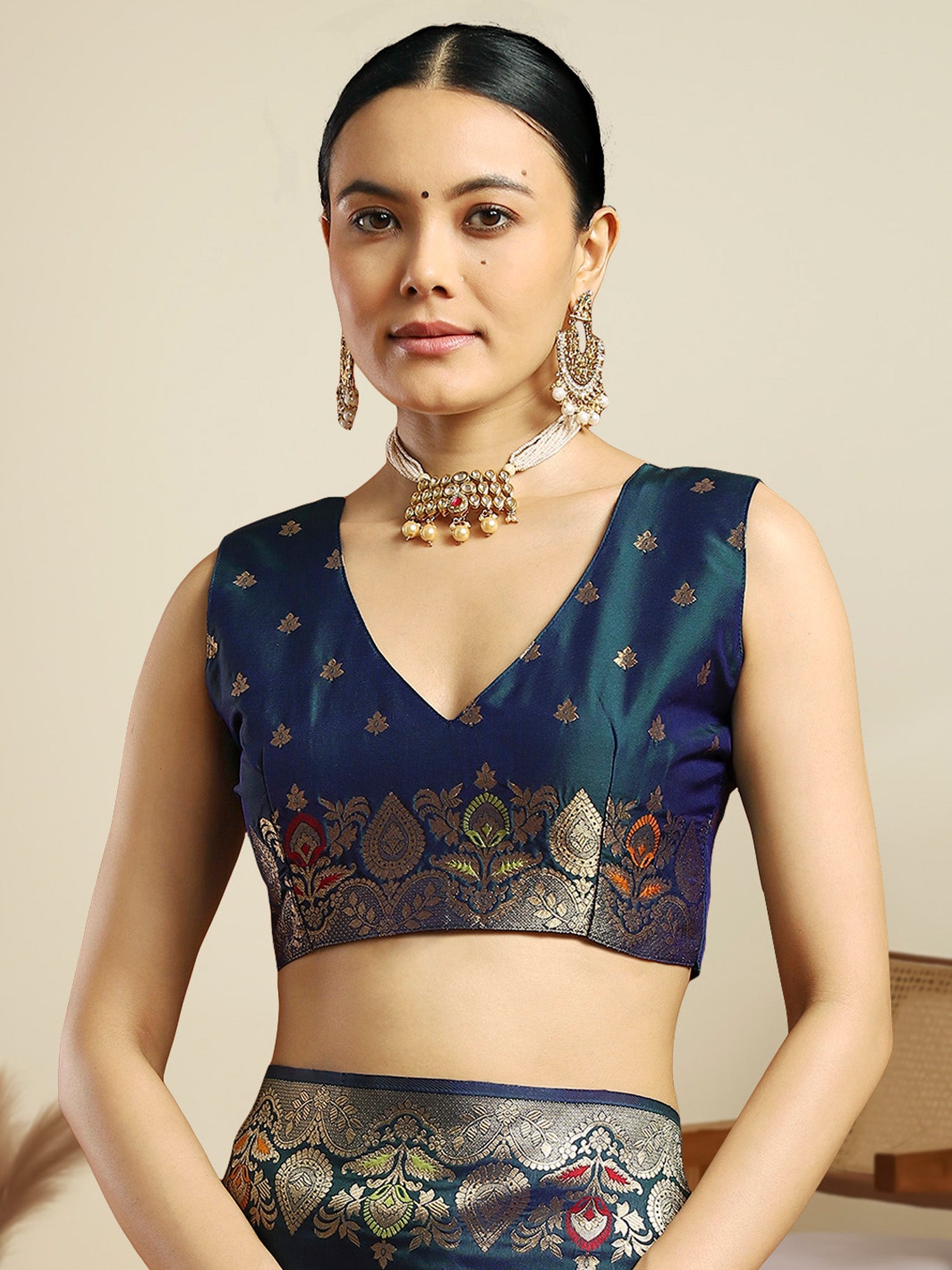 teal Blue Silk Banarasi Saree - Ressa