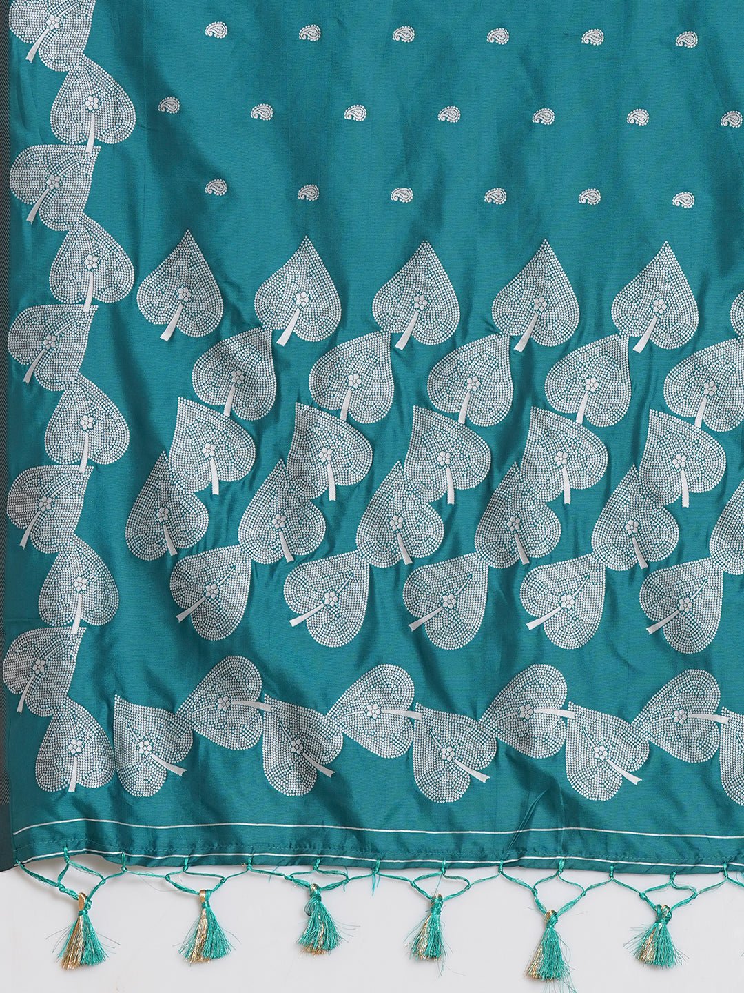 Teal Blue Silk Blend Saree - Ressa