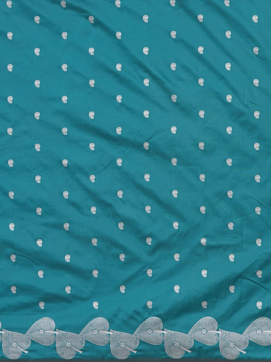 Teal Blue Silk Blend Saree - Ressa