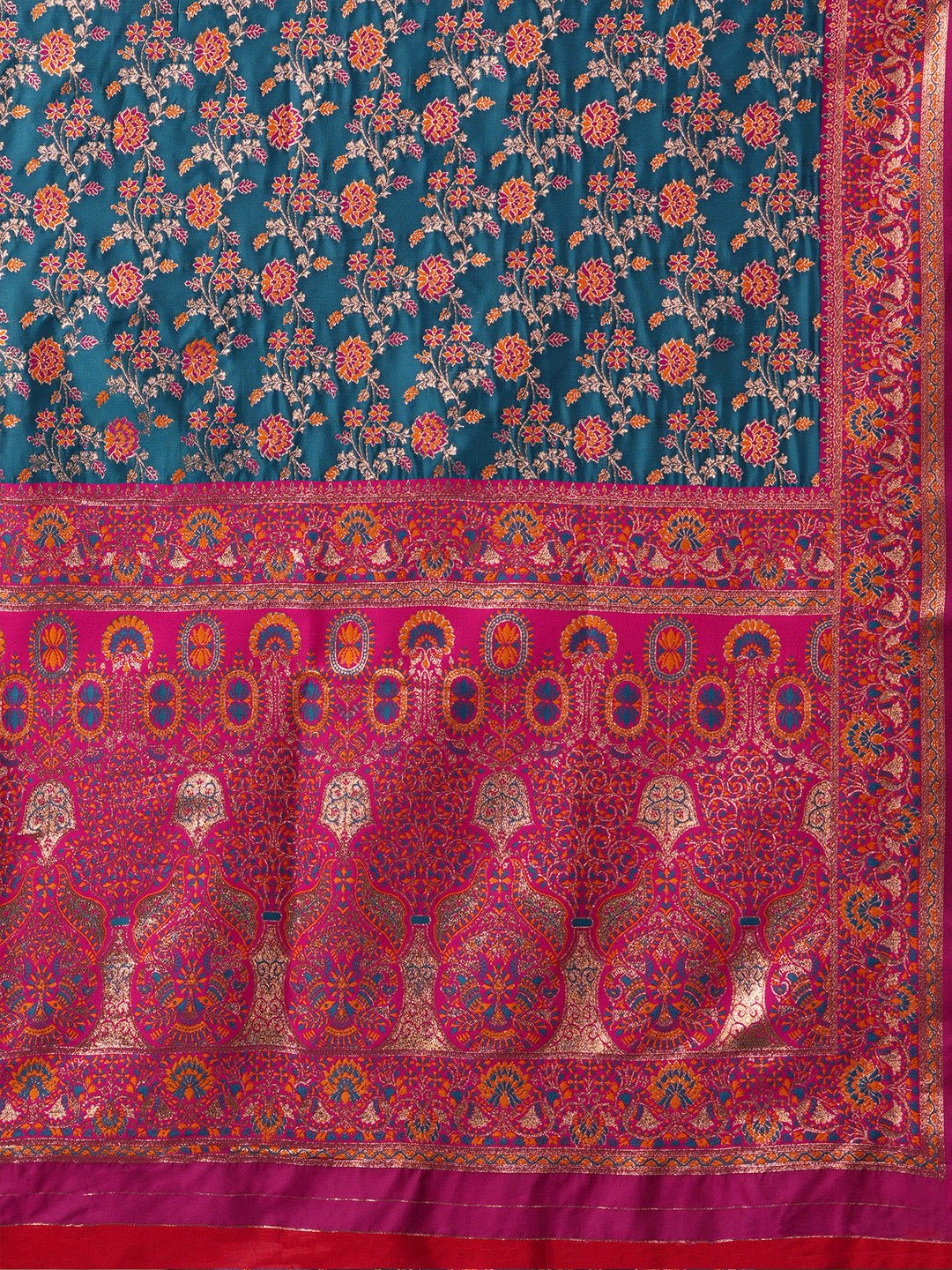 Teal Blue Soft Silk Banarasi Saree - Ressa