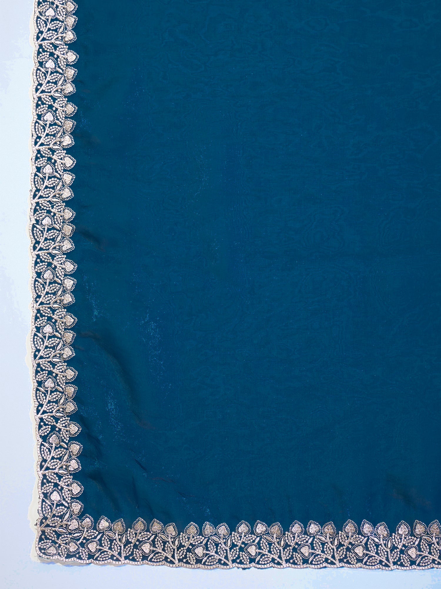Teal Blue Tissue Silk Saree with Zari Stripes - Ressa